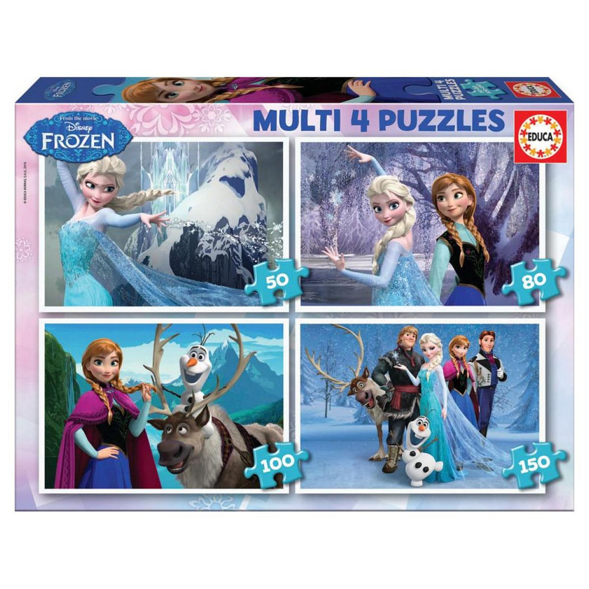 EDUCA puzzles X 4 - La reine des neiges -  50+80+100+150 -
