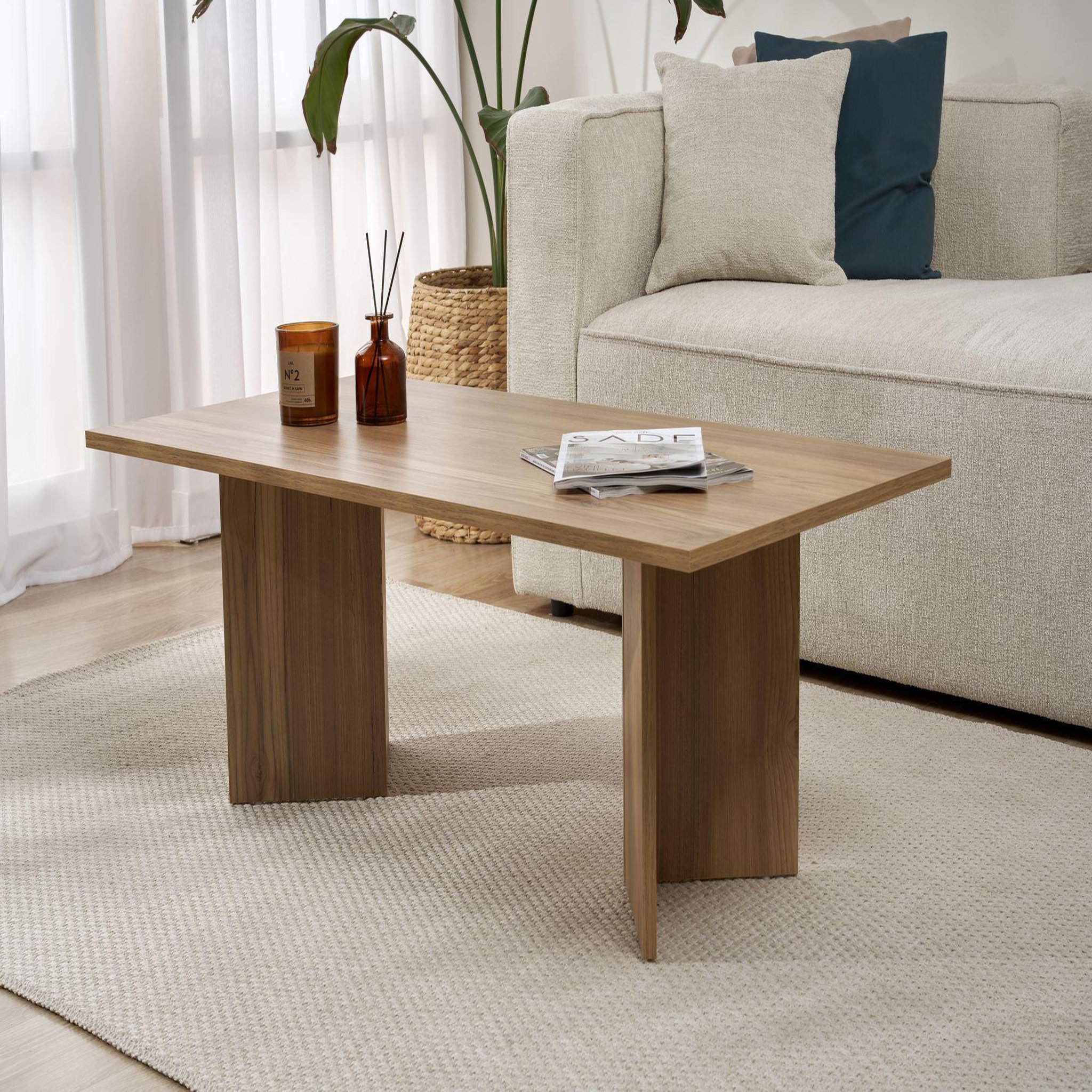 Voir la diapositive 2 : Habitat et Jardin Table basse en bois  sabin  - 60 x 119 x 40 cm - chêne