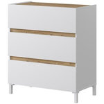 MARKET24 Commode 3 tiroirs - Décor chene et blanc - Finition satinée - L79 x P41 x H90 cm - TEMPUS