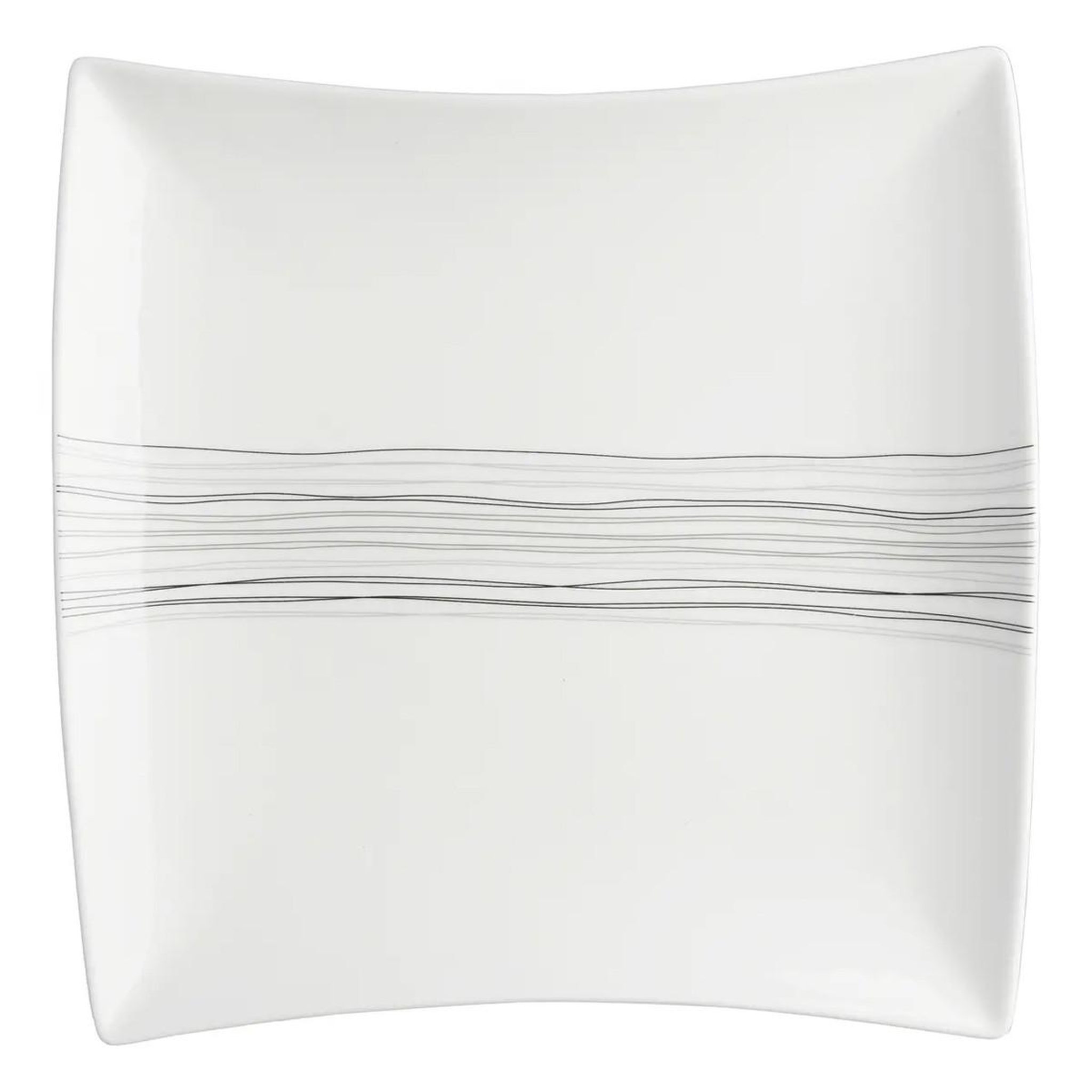 Voir la diapositive 1 : SECRET DE GOURMET Lot de 6 Assiettes de Présentation Carrées  Lignes  29cm Blanc