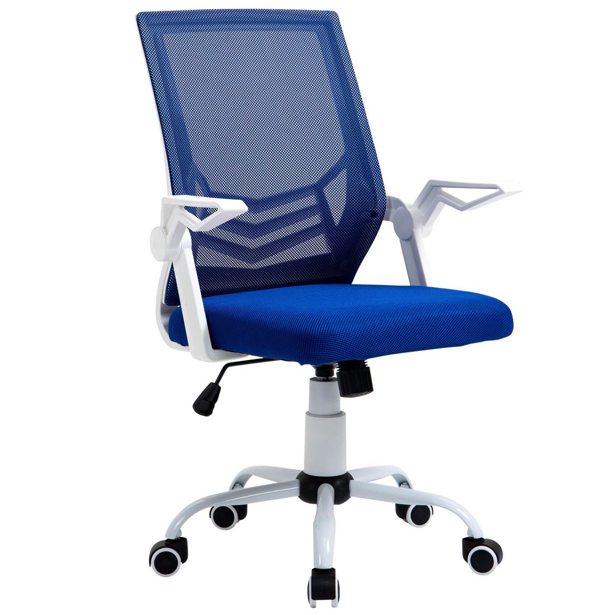 VINSETTO Vinsetto Chaise de bureau ergonomique support lombaires hauteur réglable pivotante 360° accoudoirs relevables polyester maille bleu