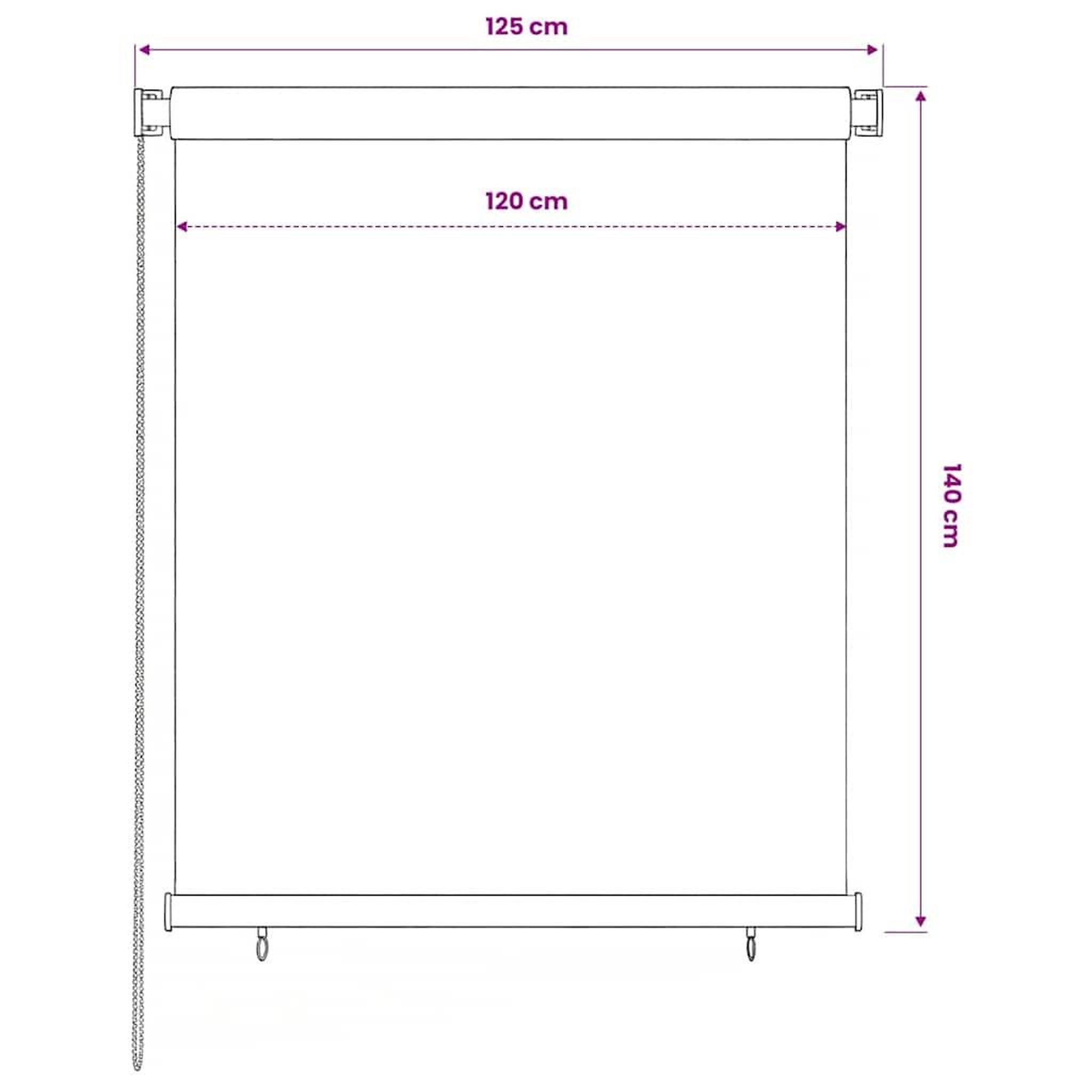 Voir la diapositive 6 : VIDAXL Store roulant d'exterieur 125 (l) x 140 (h) cm noir
