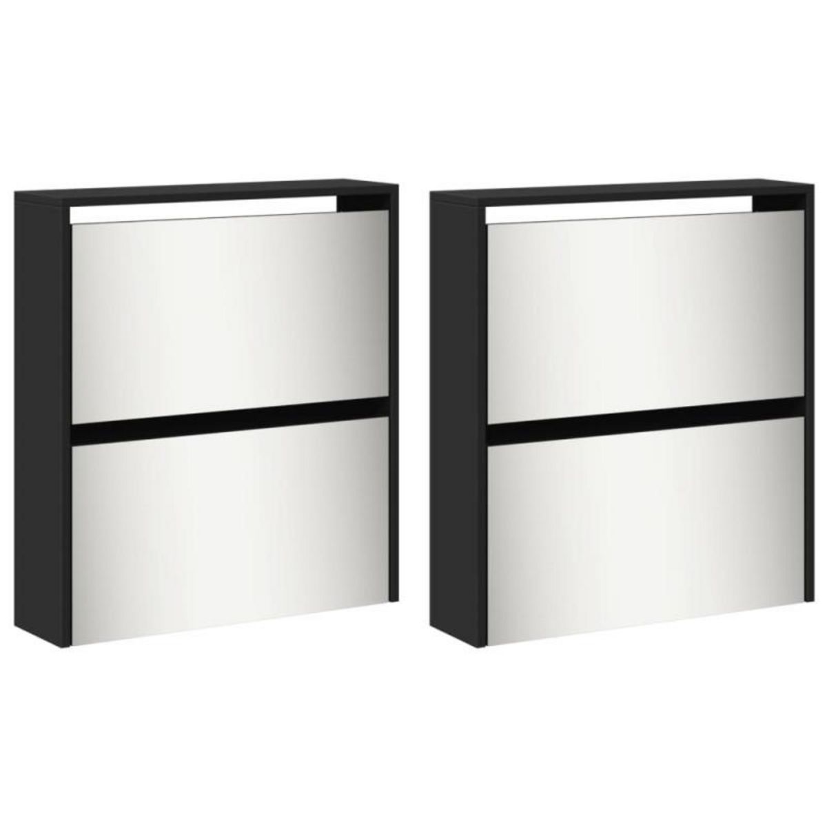 VIDAXL Armoire à chaussures avec miroir à 4 niveaux noir 63x17x134 cm