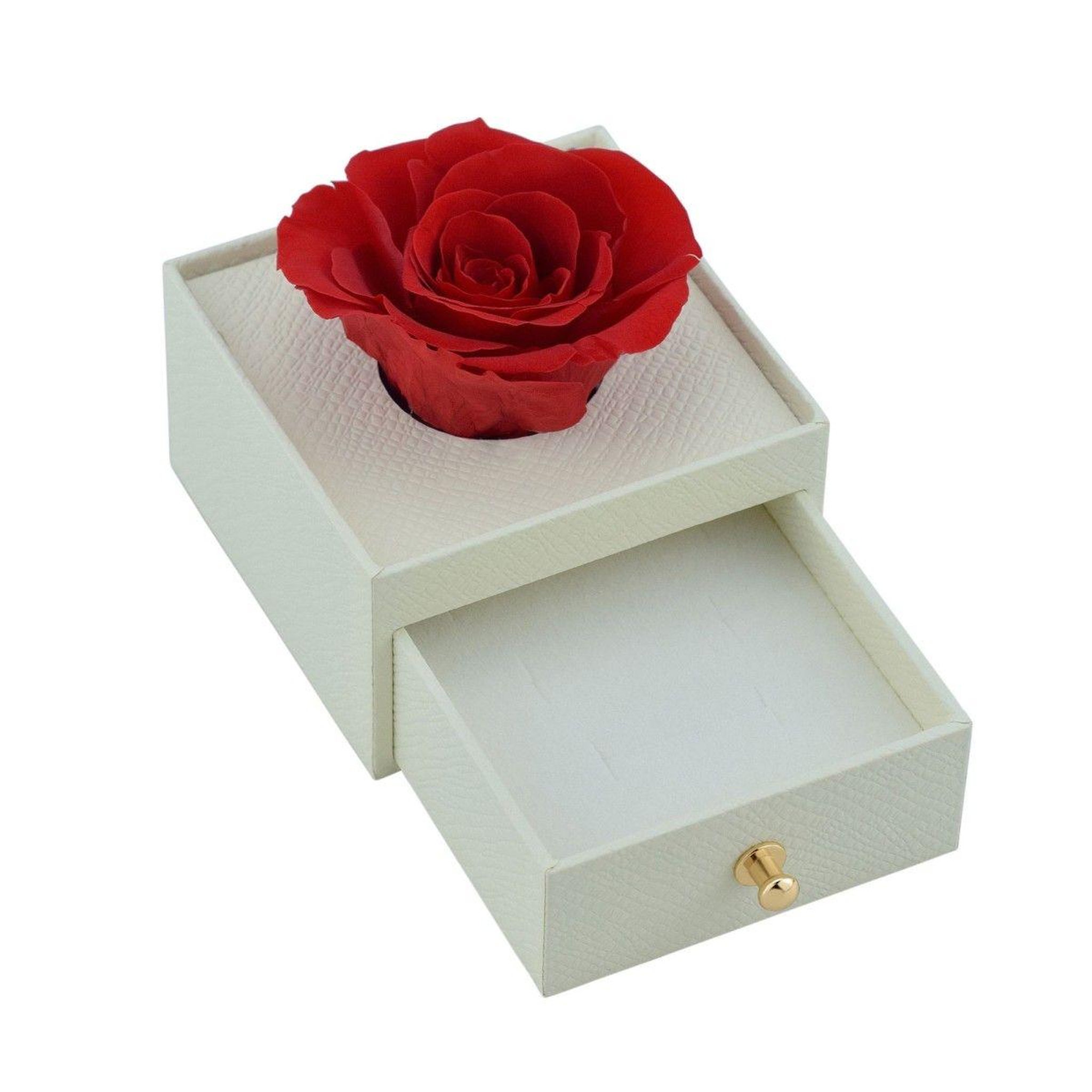 Voir la diapositive 2 : SC CRYSTAL Boite à bijoux décorée d'une rose éternelle - stabilisée rouge