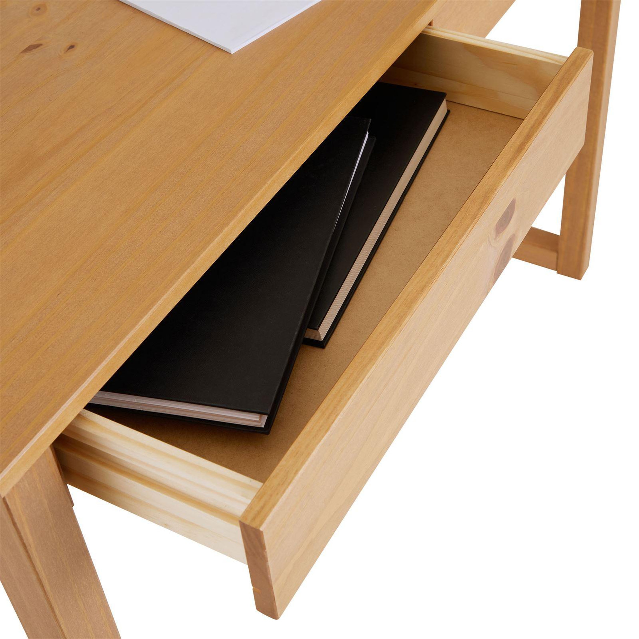 Voir la diapositive 6 : IDIMEX Bureau NOAH 2 tiroirs, en pin massif