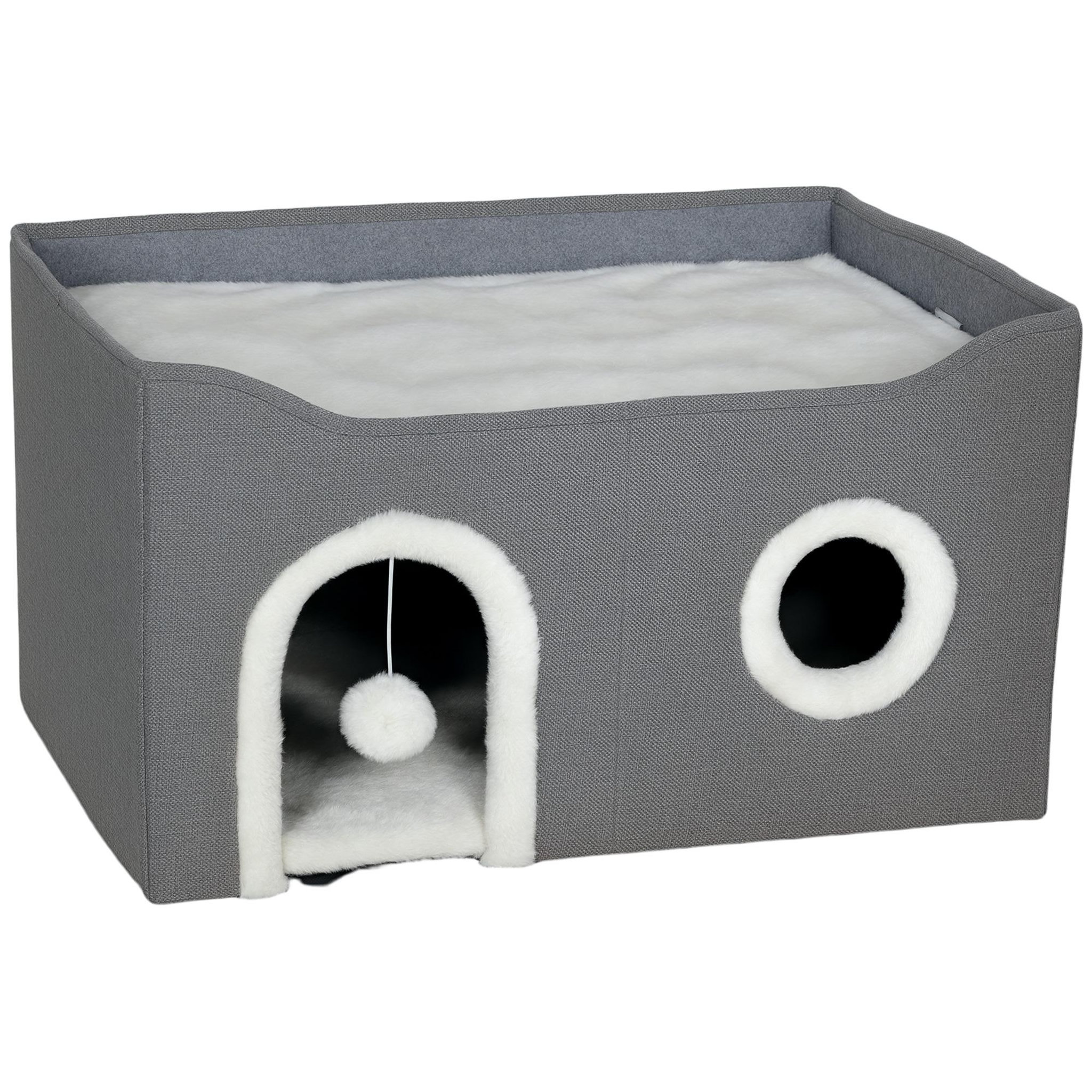 Voir la diapositive 5 : PAWHUT Panier niche grattoir chat 3 en 1 pliable gris