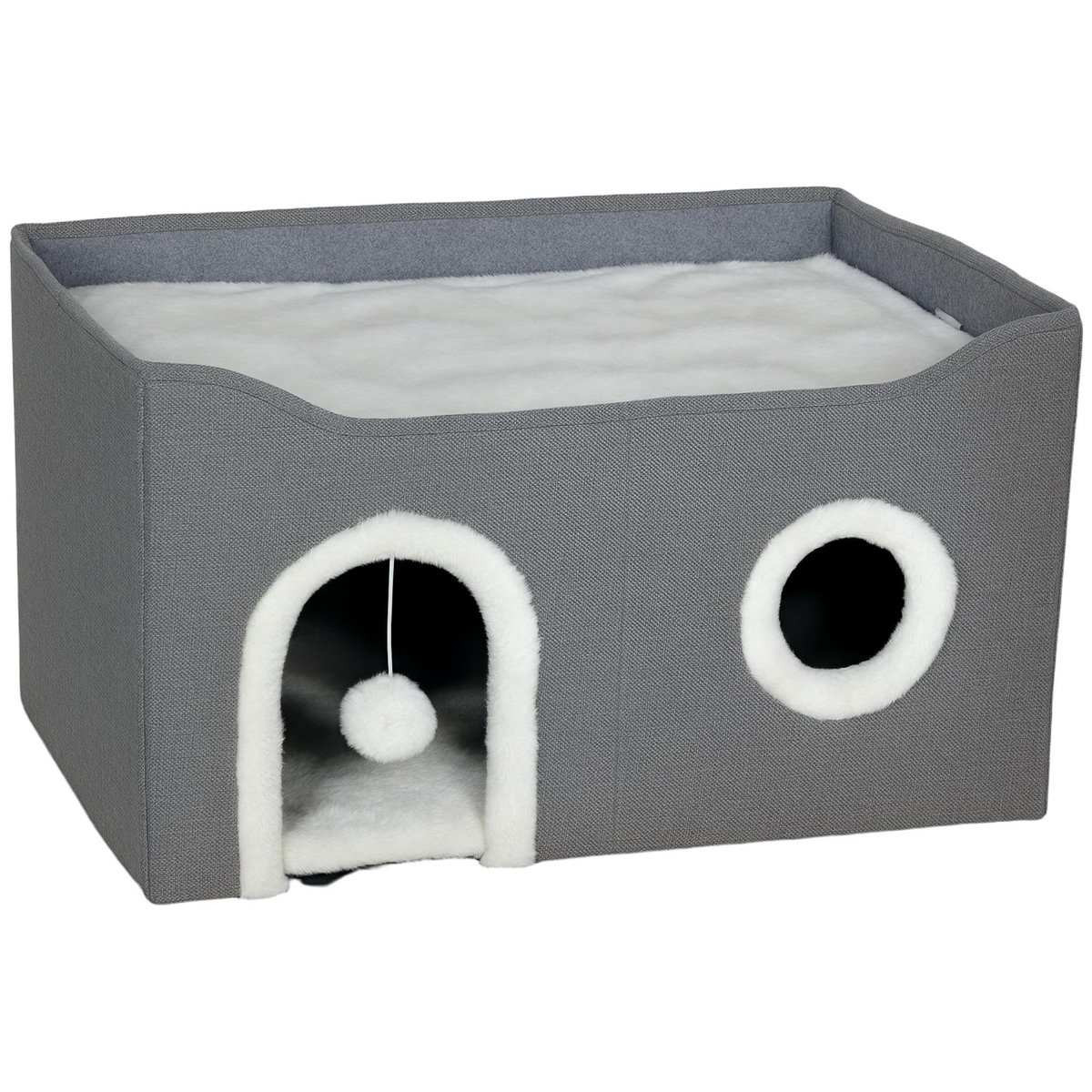 PAWHUT Panier niche grattoir chat 3 en 1 pliable gris