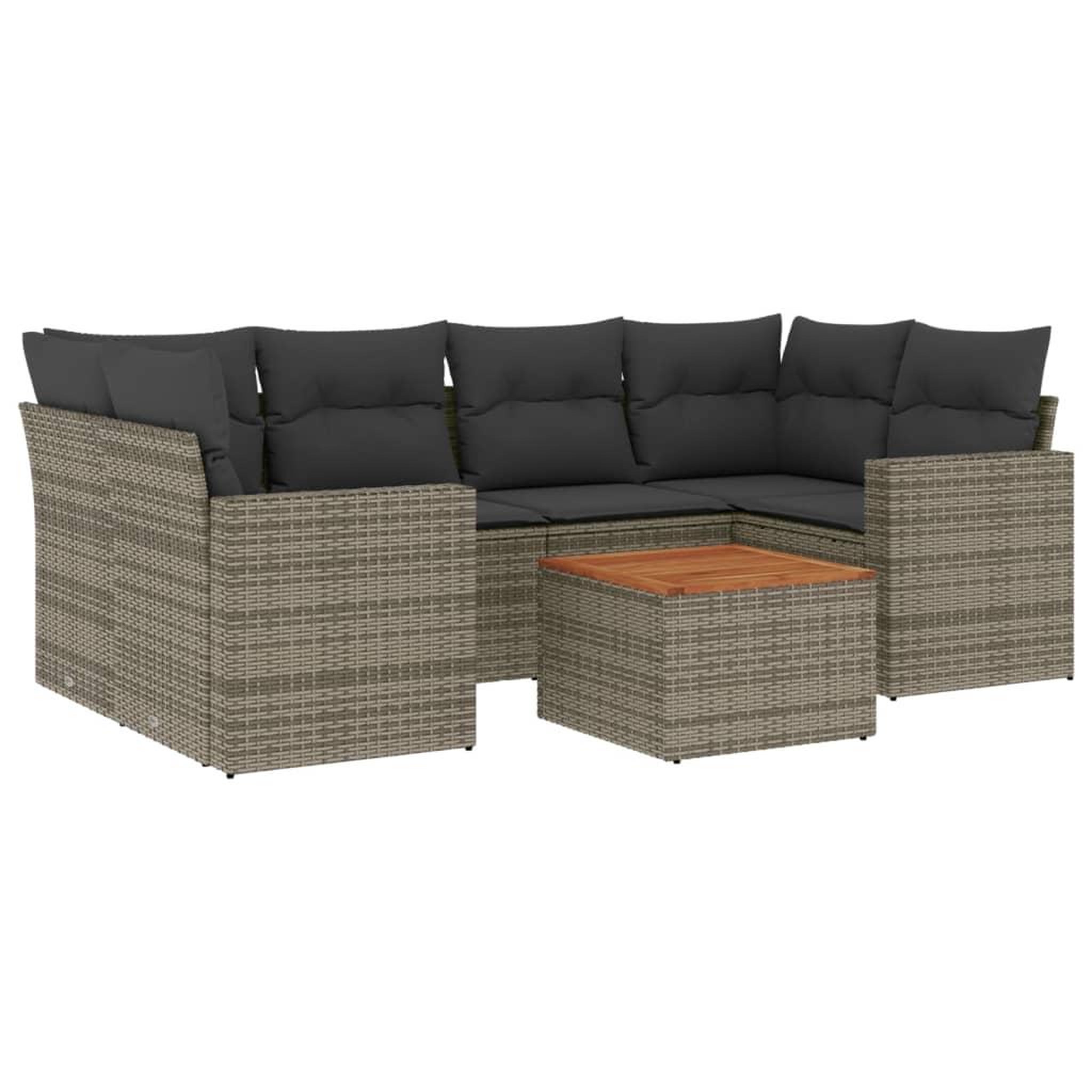 Voir la diapositive 2 : VIDAXL Salon de jardin avec coussins 7 pcs gris resine tressee