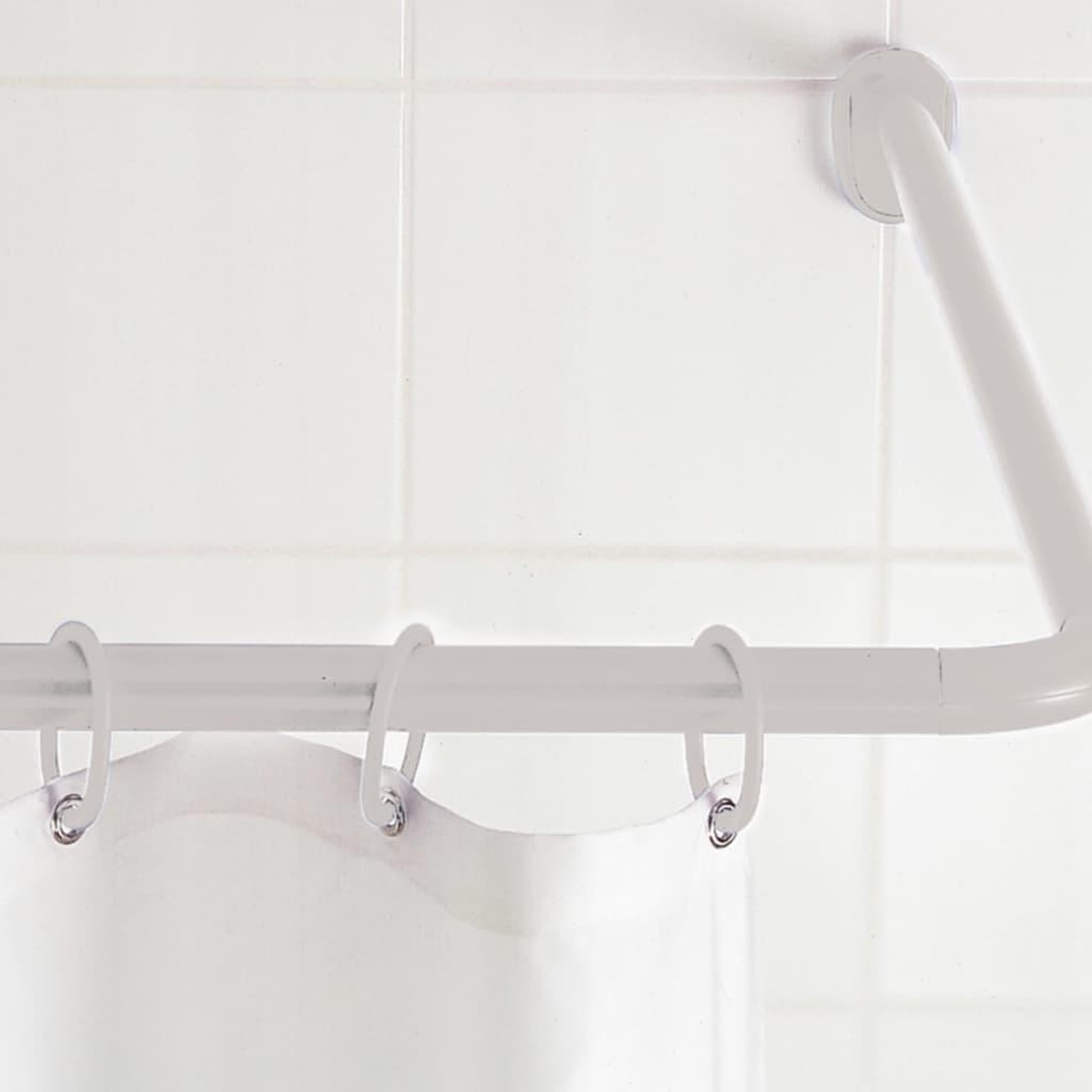 Voir la diapositive 2 : RIDDER RIDDER Tringle de rideau de douche coin universelle 25 mm Blanc 59501