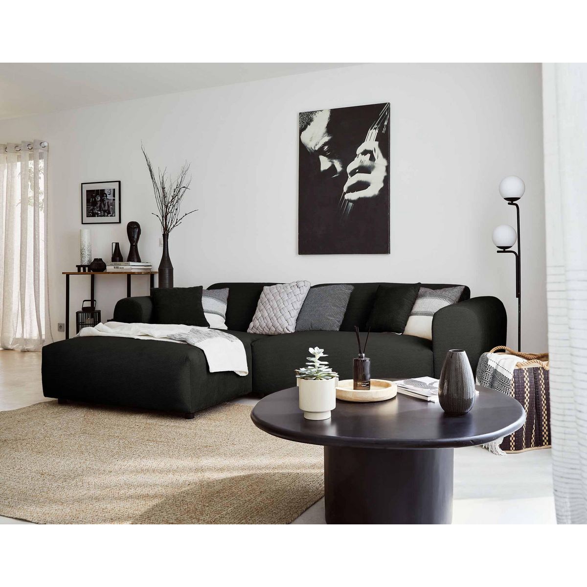 LISA DESIGN Aumance - canapé d'angle gauche 4 places - en velours côtelé