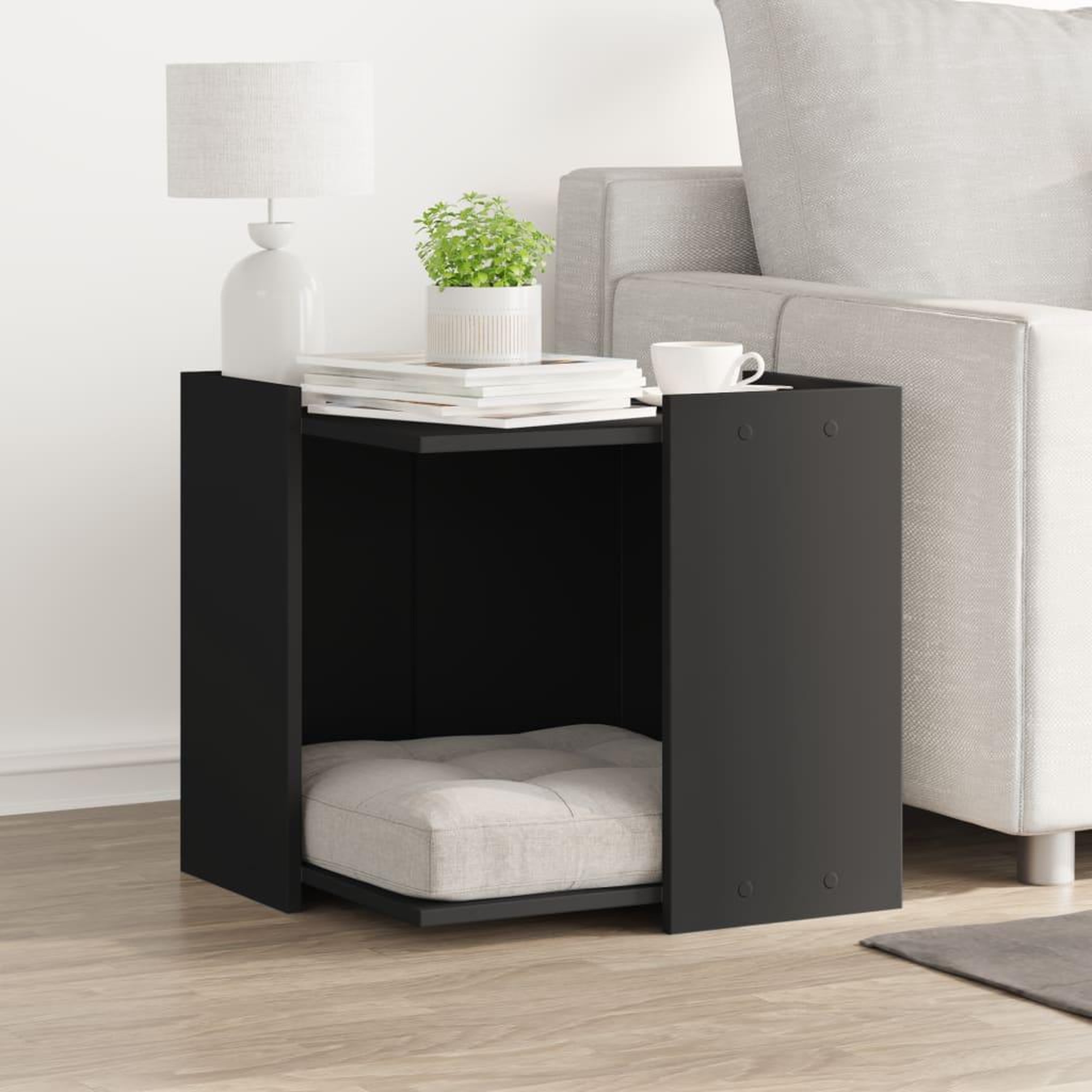 Voir la diapositive 3 : VIDAXL Meuble de bac a litiere pour chat noir bois d'ingenierie