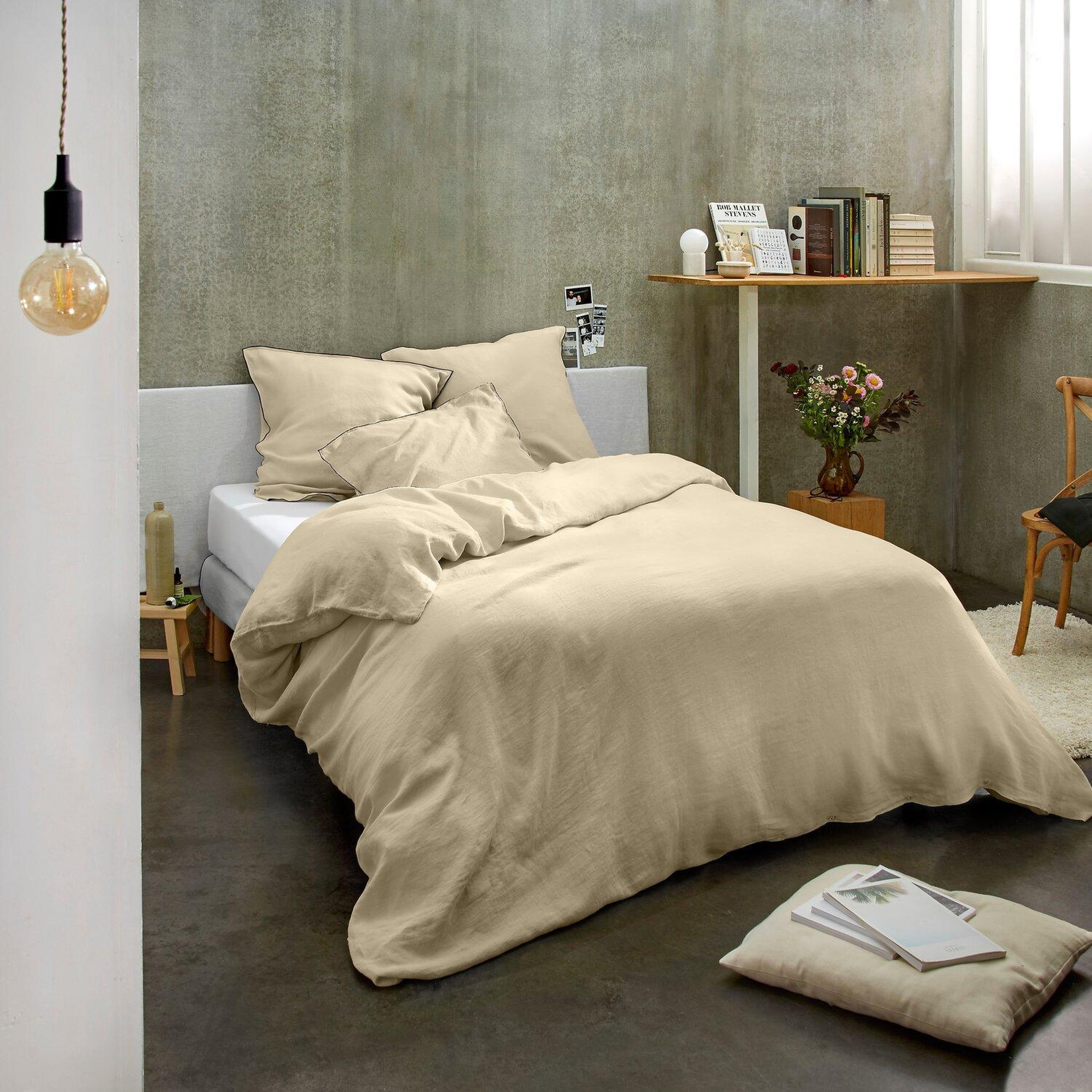 Voir la diapositive 4 : BATON ROUGE Parure de housse de couette 100% lin lavé 160gsm