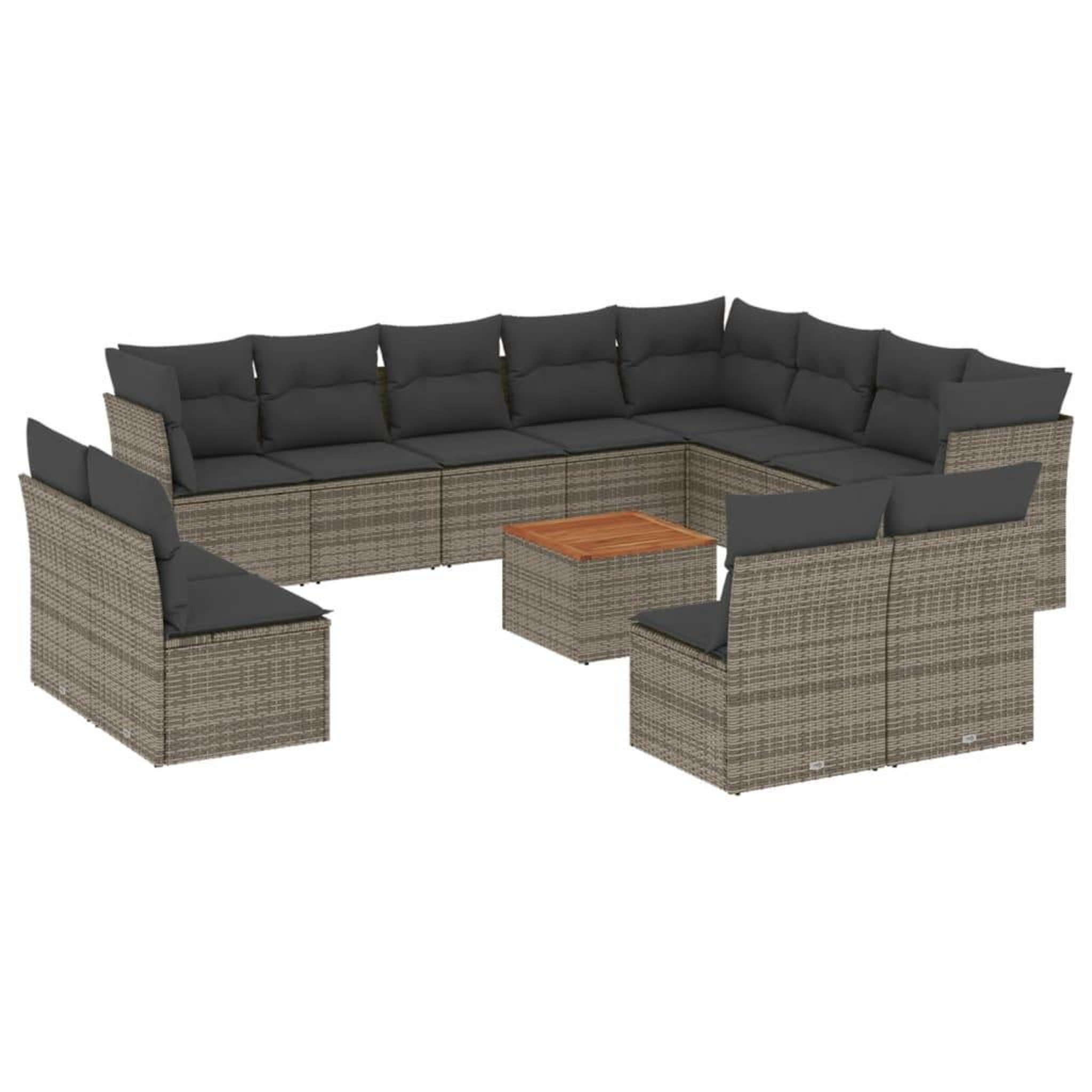 Voir la diapositive 2 : VIDAXL Salon de jardin avec coussins 13 pcs gris resine tressee