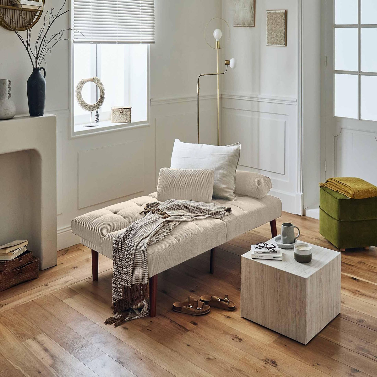 BEST MOBILIER Philae - canapé convertible clic-clac 2 places - velours côtelé