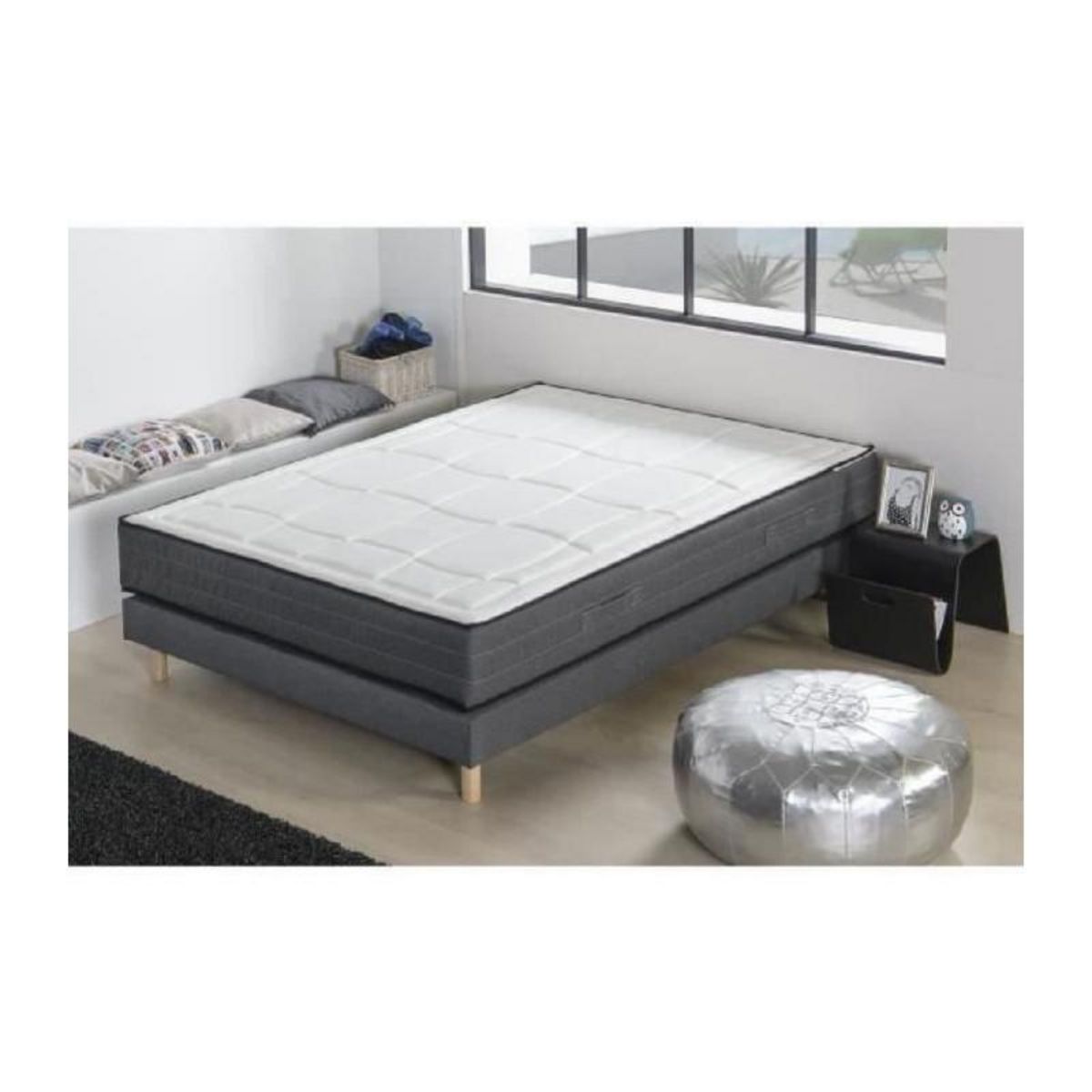 DEKO DREAM DEKO DREAM Ensemble matelas + sommier 140x190 cm - Mousse memoire - 28cm - 5 zones - Ferme - HOTEL PREMIUM LUX
