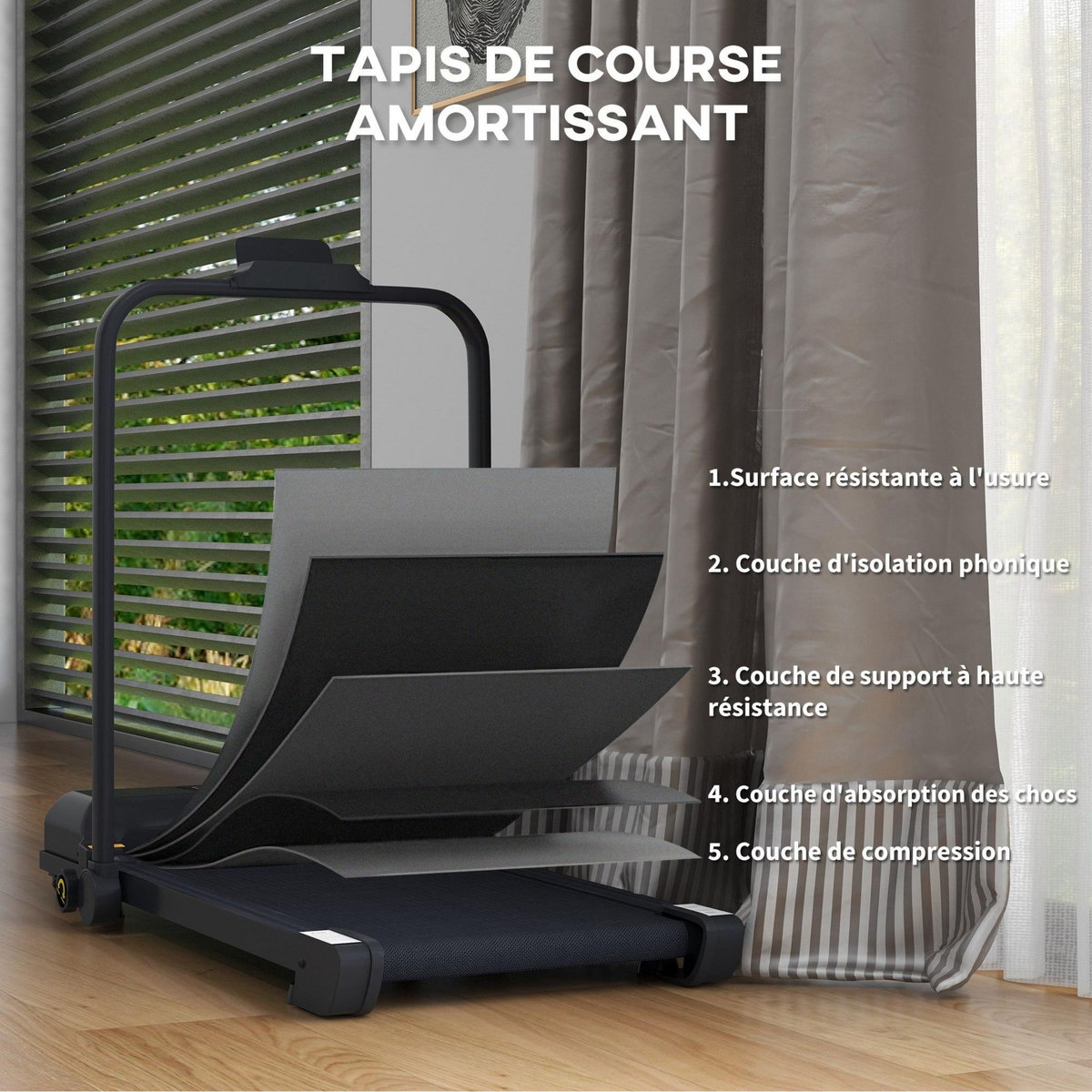 HOMCOM Tapis de course pliable 10 Km/h max. 38x100 cm télécommande écran LED multifonction