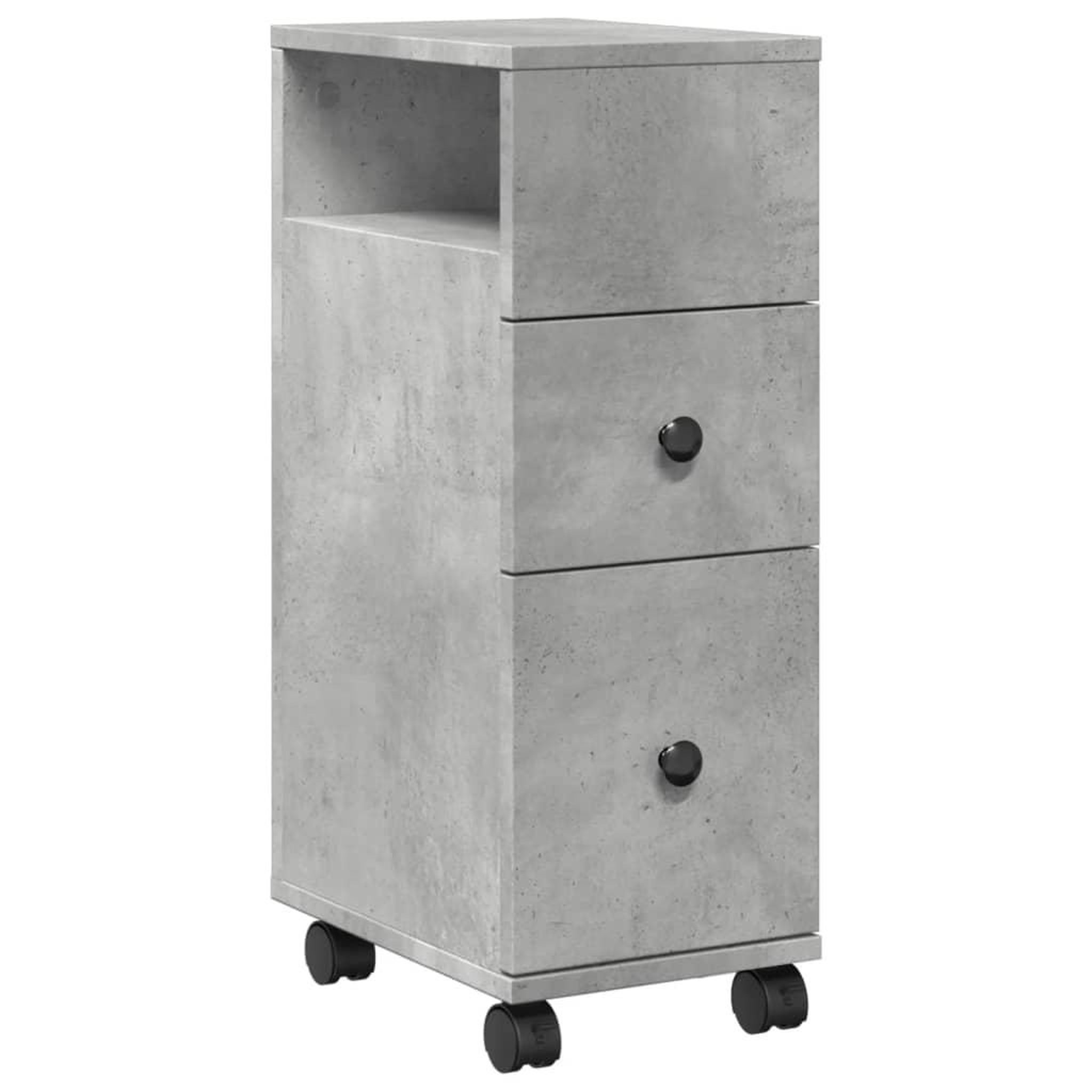 Voir la diapositive 2 : VIDAXL Meuble etroit de salle de bain a roulettes gris beton