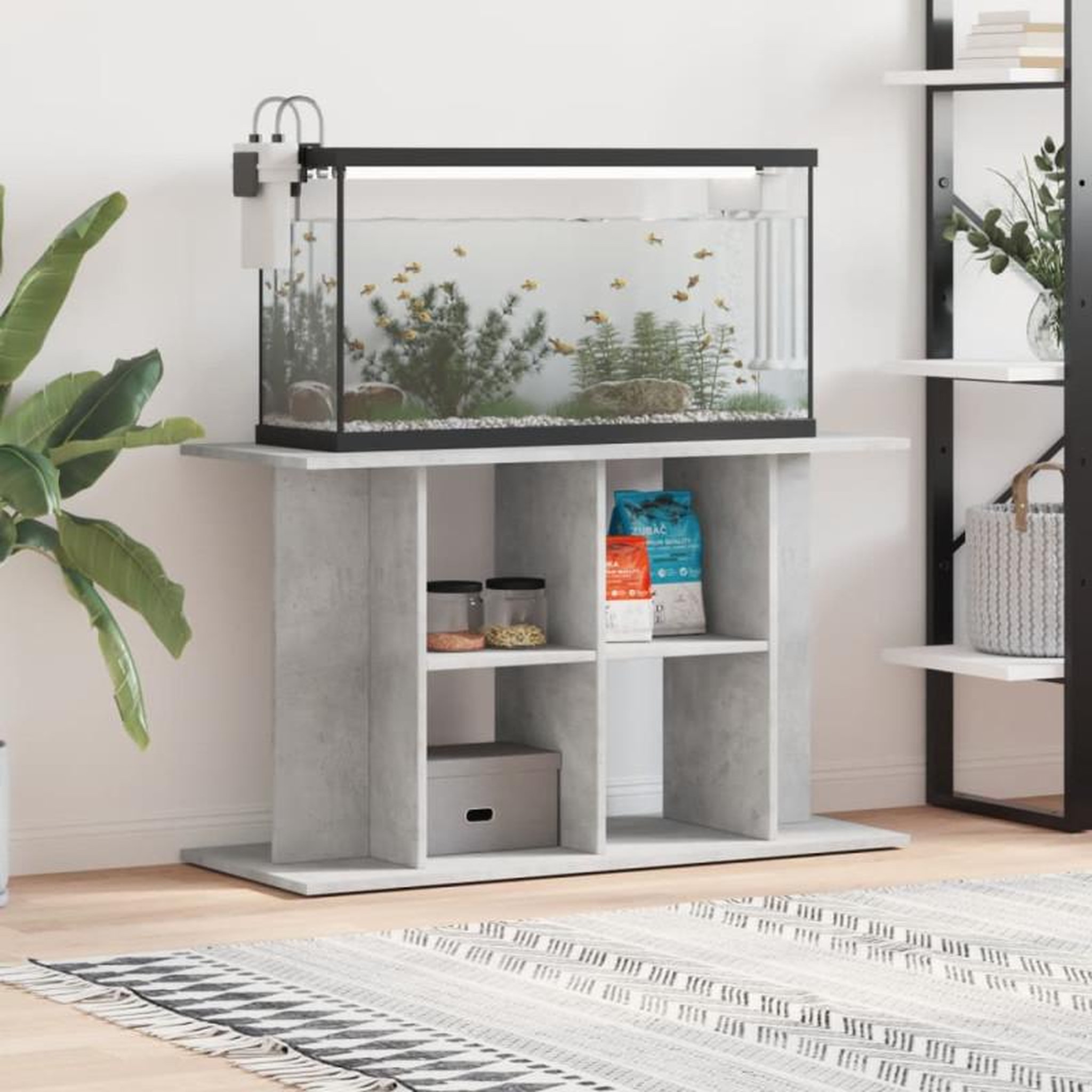 Voir la diapositive 1 : VIDAXL Support pour aquarium gris béton 100x40x60 cm bois d ingénierie