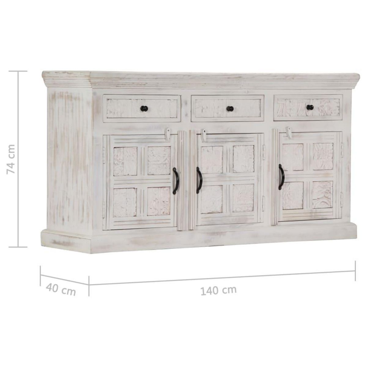 VIDAXL Buffet Blanc 140x40x74 cm Bois de manguier massif
