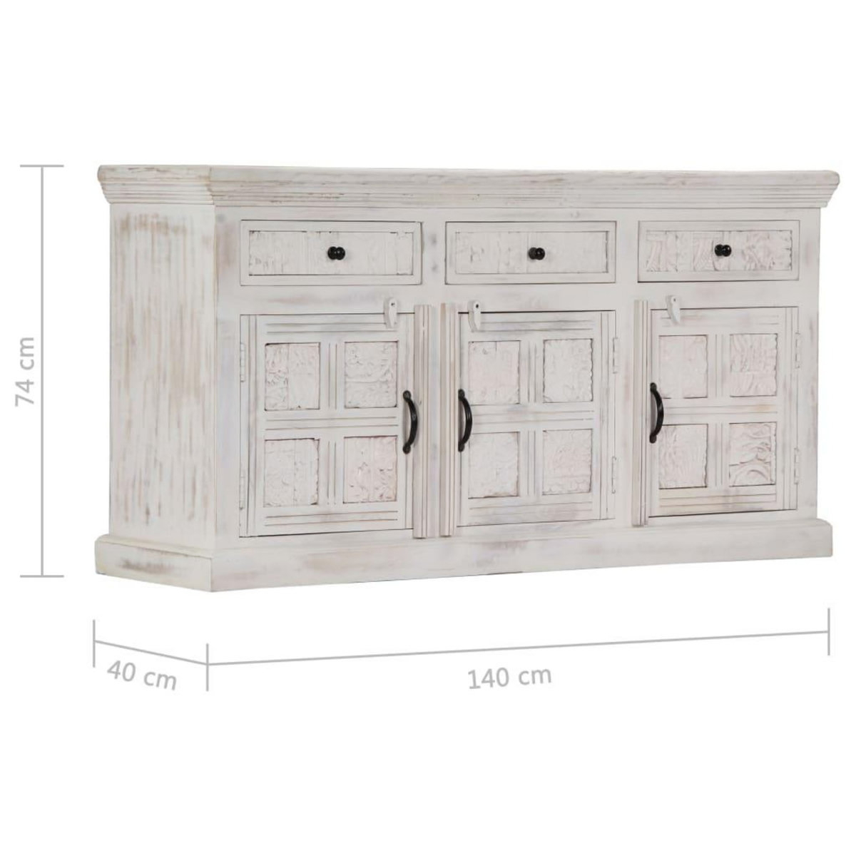 VIDAXL Buffet Blanc 140x40x74 cm Bois de manguier massif