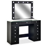 Paris Prix Coiffeuse Avec 13 Tiroirs & Miroir  Beauté  120cm Noir