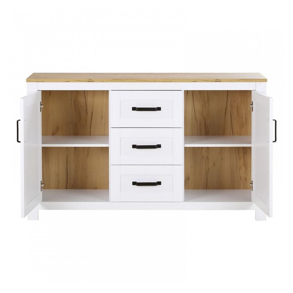 HomeStyle4U Buffet Scandinave Blanc en Bois de 150 cm - Rangement Élégant et Moderne