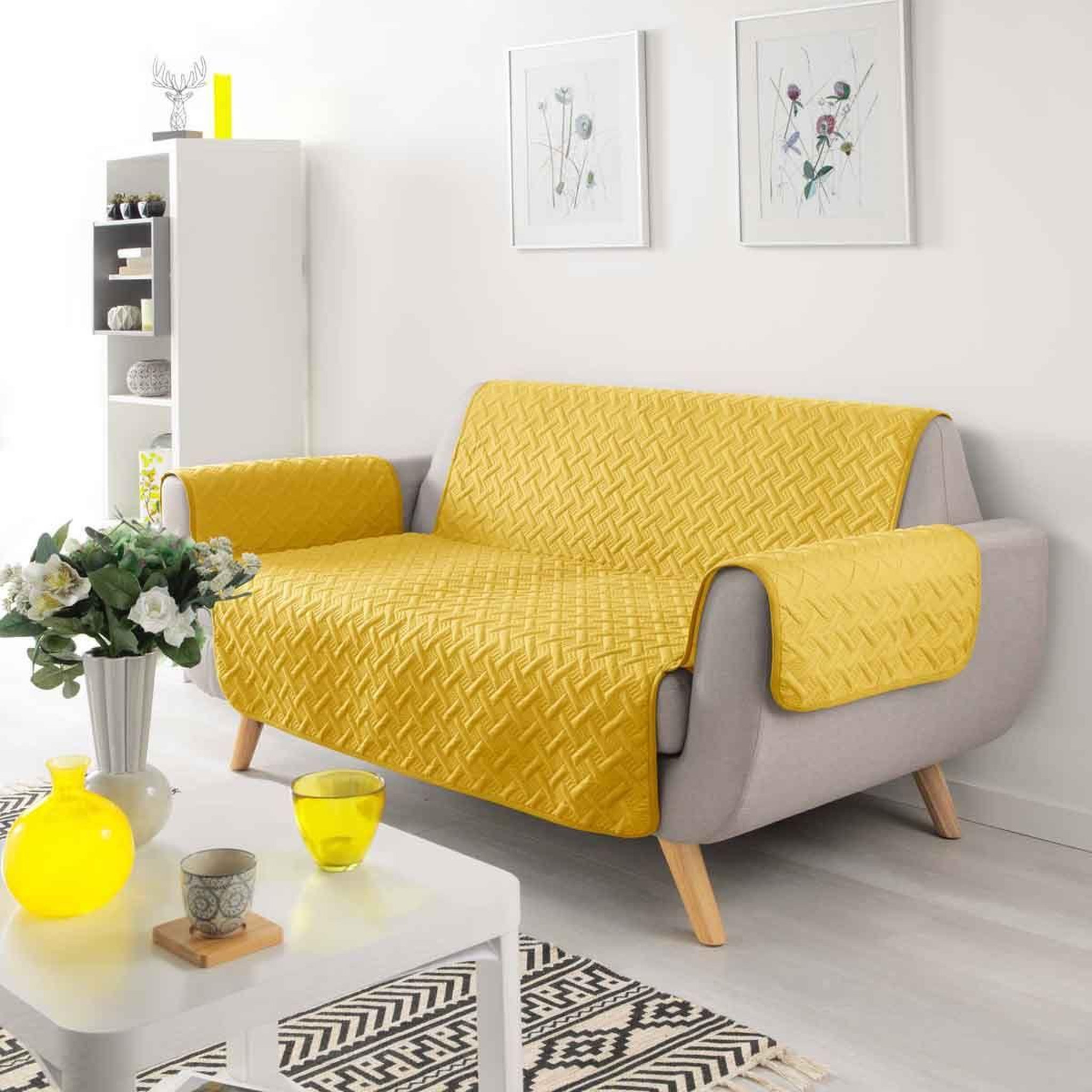 Voir la diapositive 3 : Douceur d'Intérieur Protège canapé  lounge  179x223cm jaune