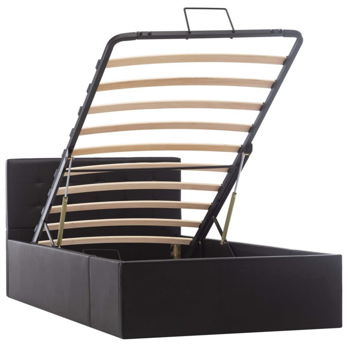 VIDAXL Cadre de lit a rangement hydraulique Noir Similicuir 90x200 cm