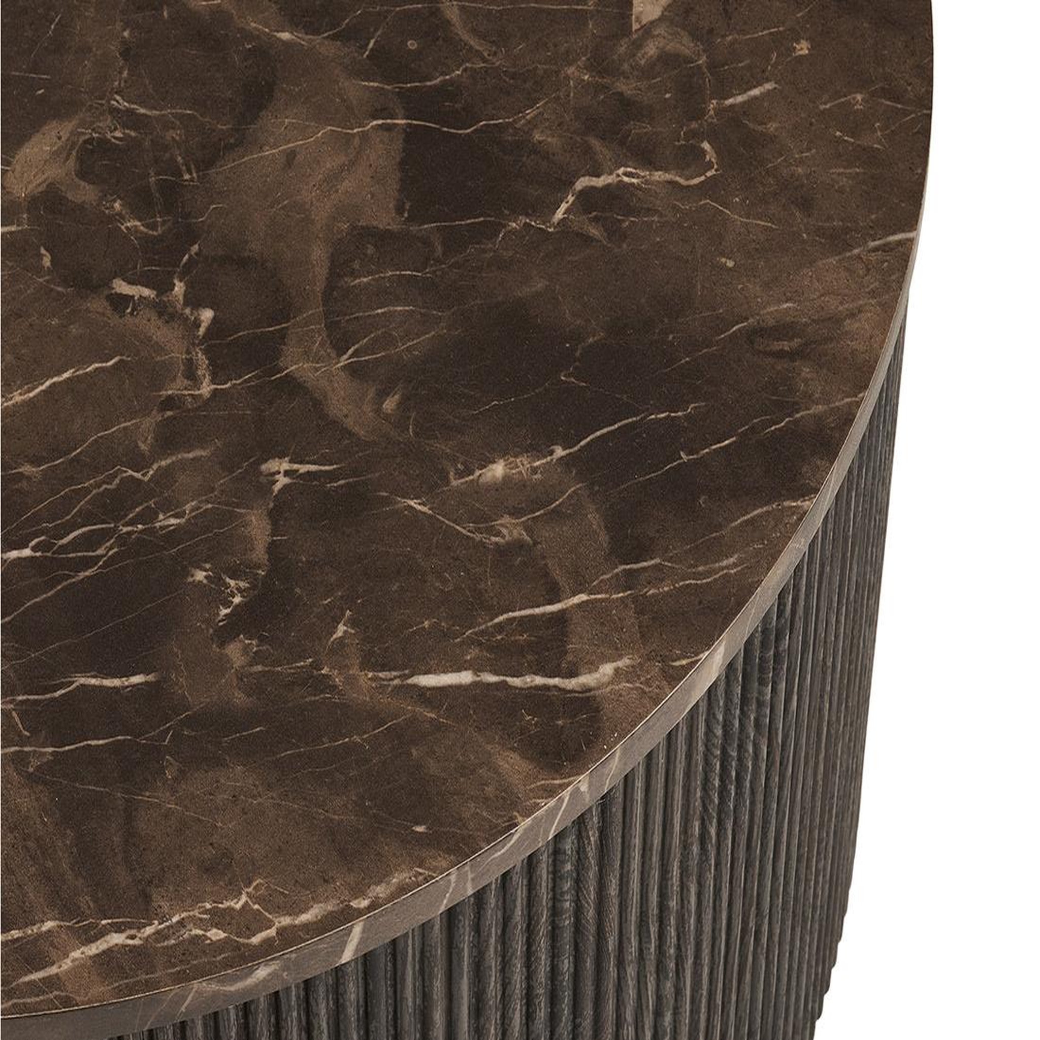 Voir la diapositive 4 : BEST MOBILIER Finn - table basse plateau effet marbre et pieds en tasseaux de bois en fsc  100% - 80 cm