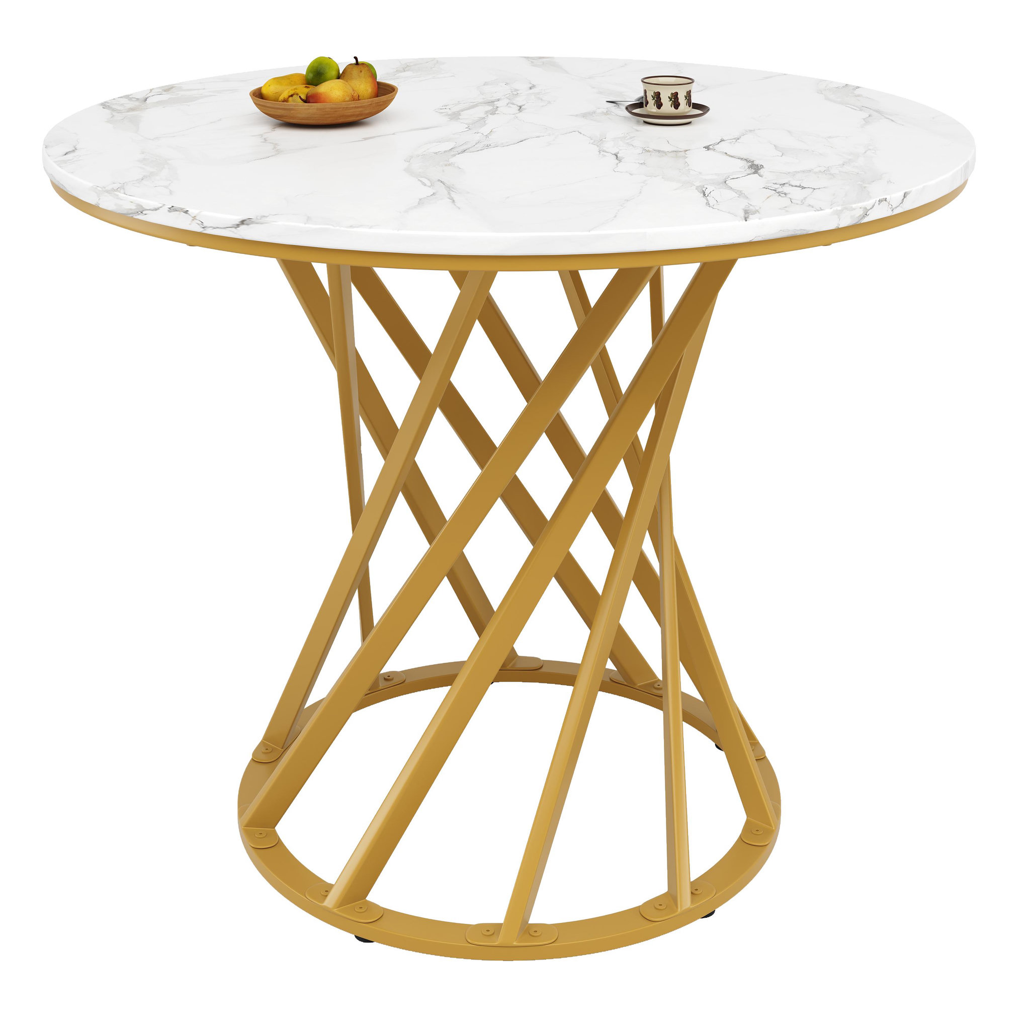 MERAX Table à manger ronde. Coloris disponibles : Bicolore
