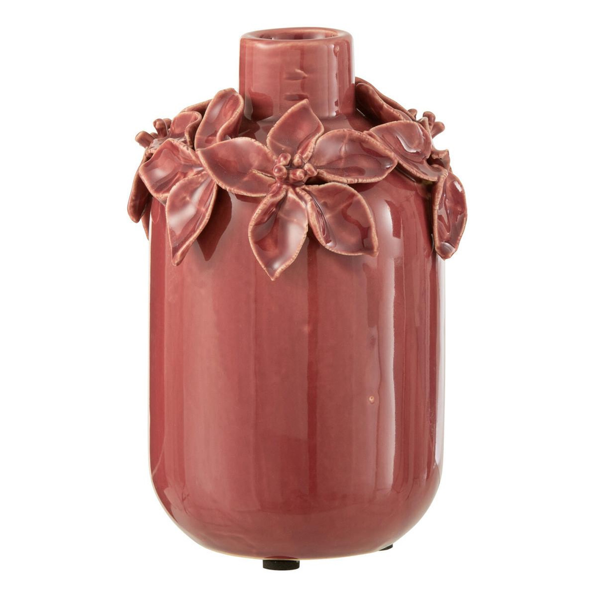 J-LINE Vase en céramique design  flora  15cm rose