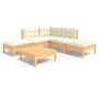 Voir la diapositive 2 : VIDAXL Salon de jardin 6 pcs avec coussins creme bois de pin
