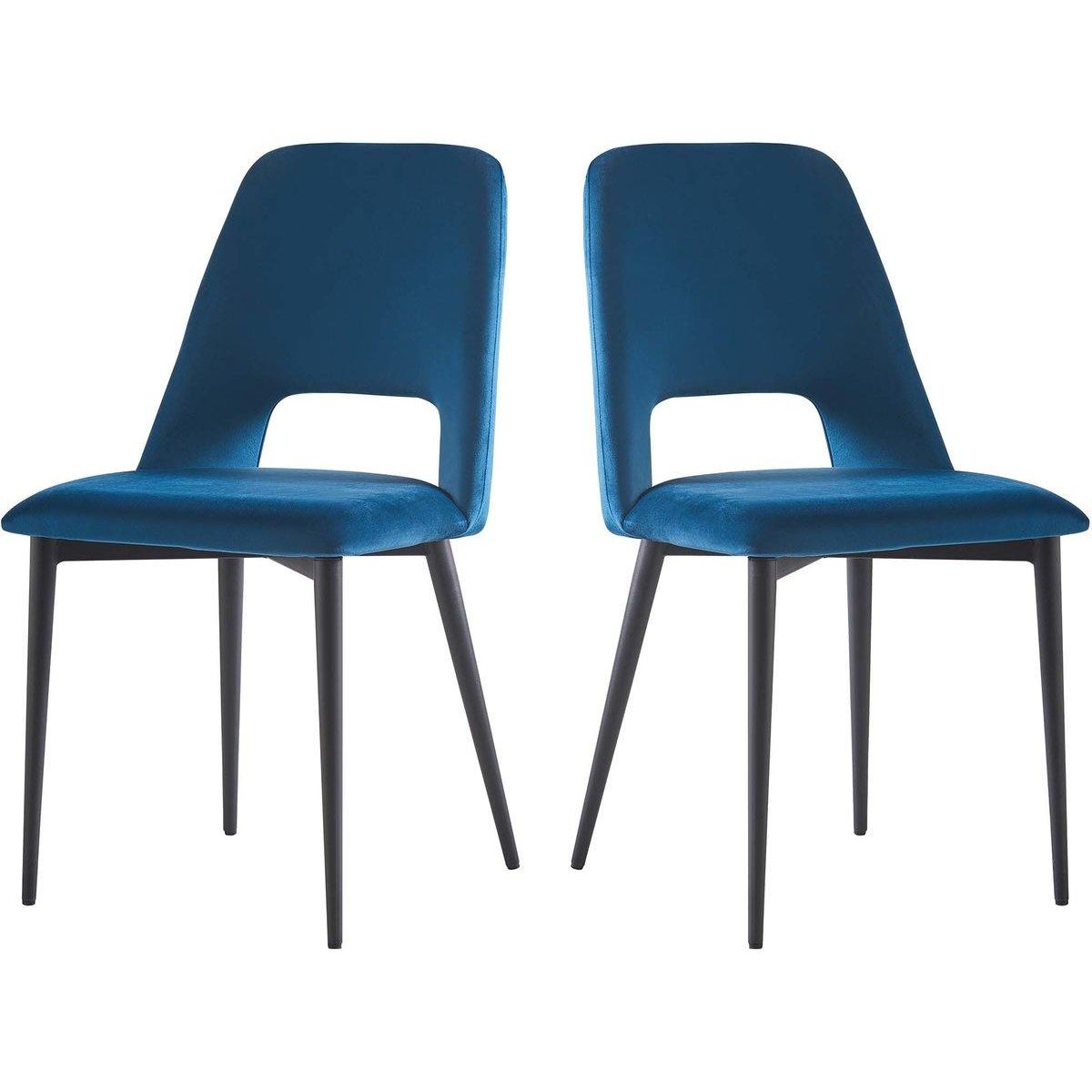 Habitat et Jardin Lot de 2 Chaises en velours  Fedora  - Bleu foncé