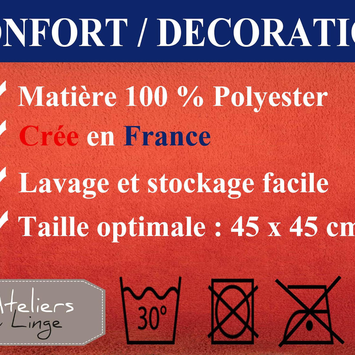 Les Ateliers du Linge Coussin imprime 100% polyester melly