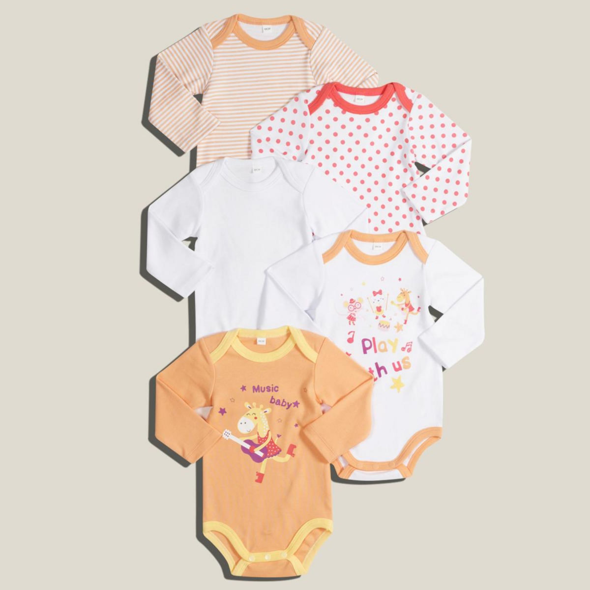 IN EXTENSO Lot de 5 bodies manches longues