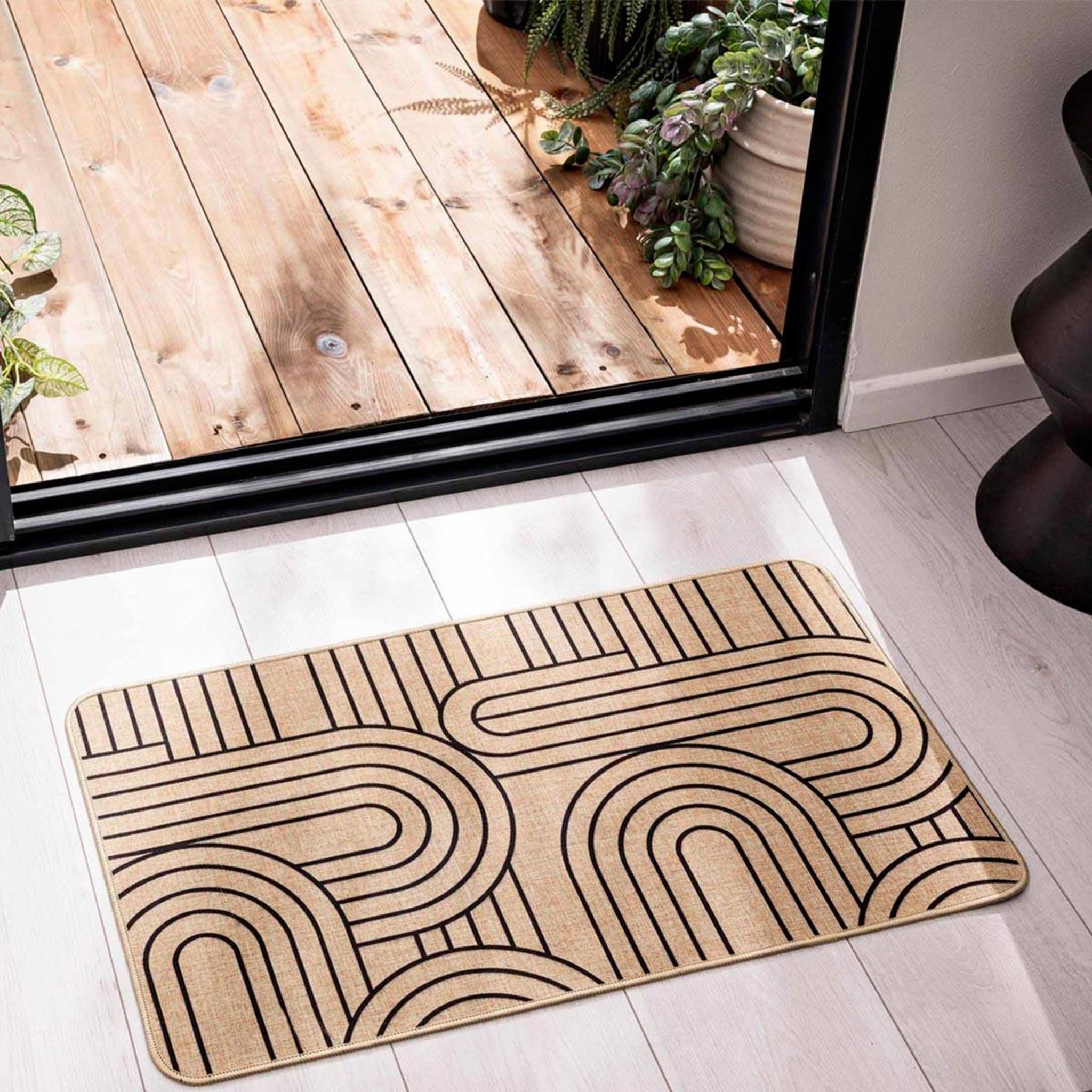 Voir la diapositive 4 : Douceur d'Intérieur Tapis déco imprimé  modul  45x75cm naturel & noir