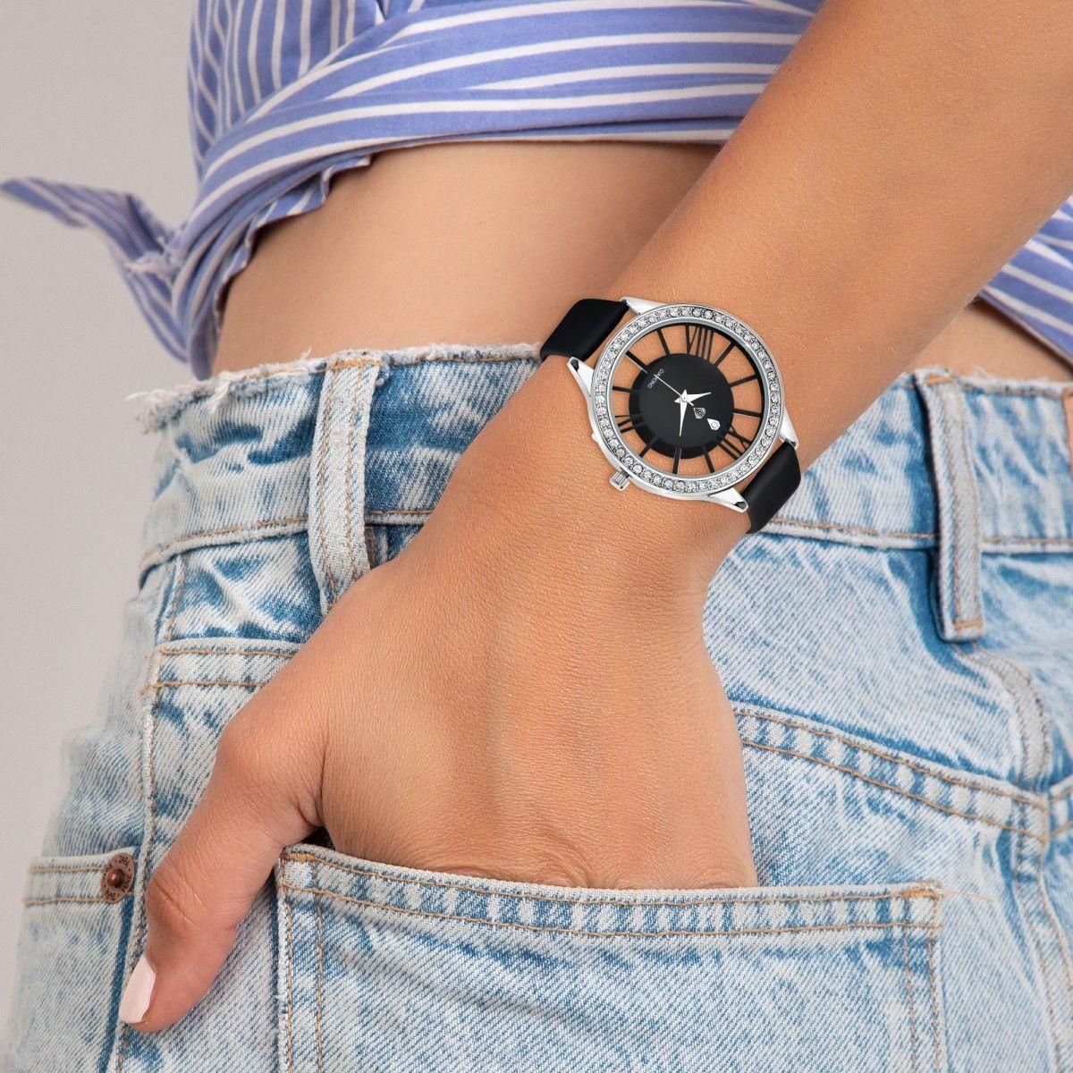 SC CRYSTAL Montre Lara SC Crystal ornée d'un véritable diamant et de Cristaux scintillants