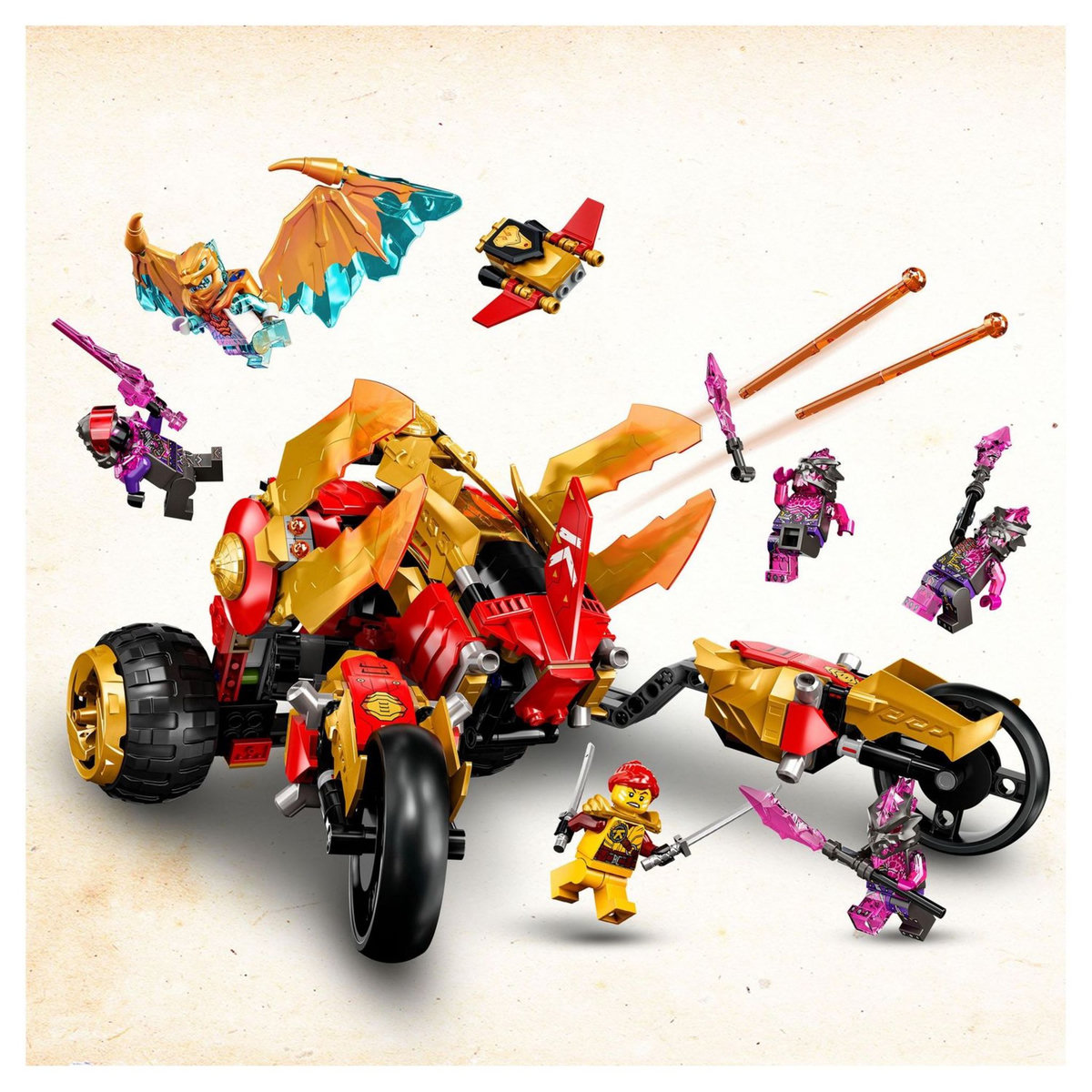 LEGO NINJAGO 71773 Le Tout-Terrain Dragon d&rsquo;Or de Kai, Jouet de Voiture pour Enfants