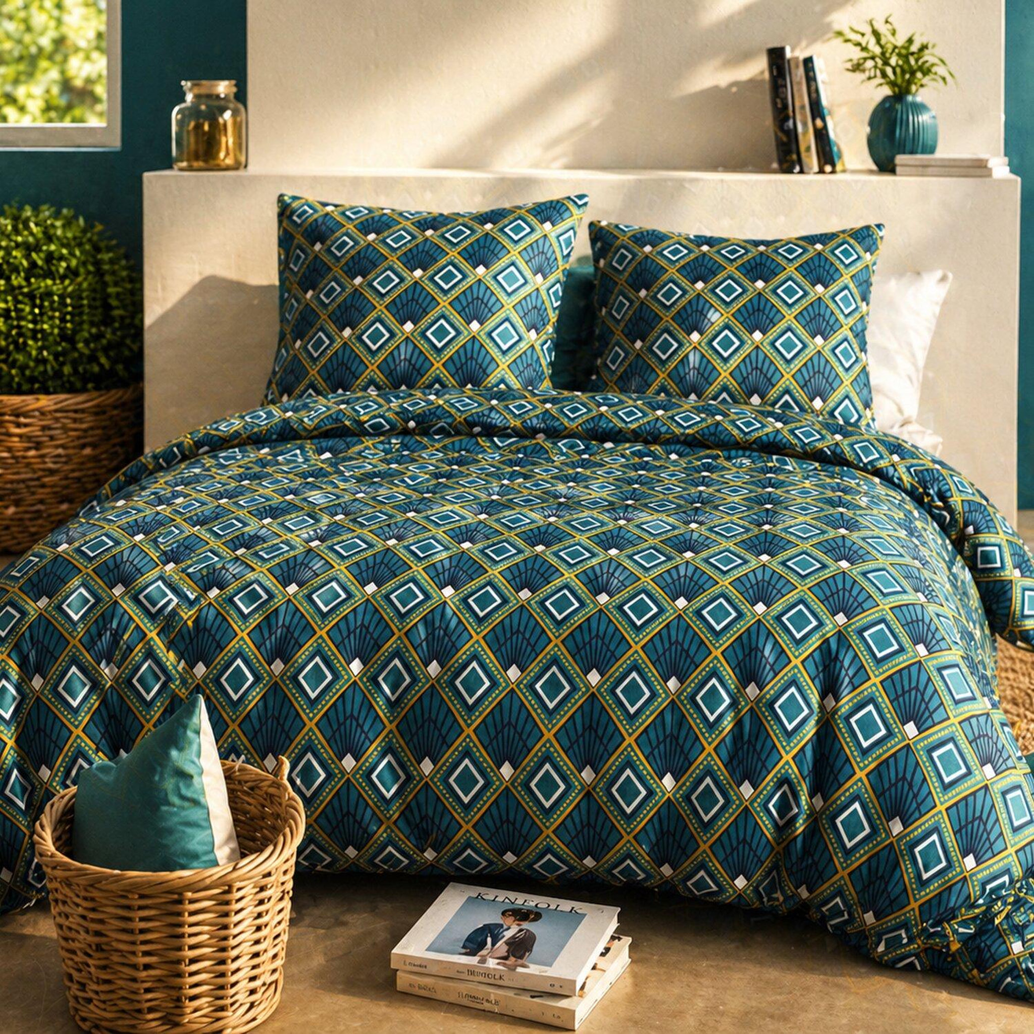 Voir la diapositive 1 : ATELIER DU COTON Parure housse de couette 100% coton 57fils triska