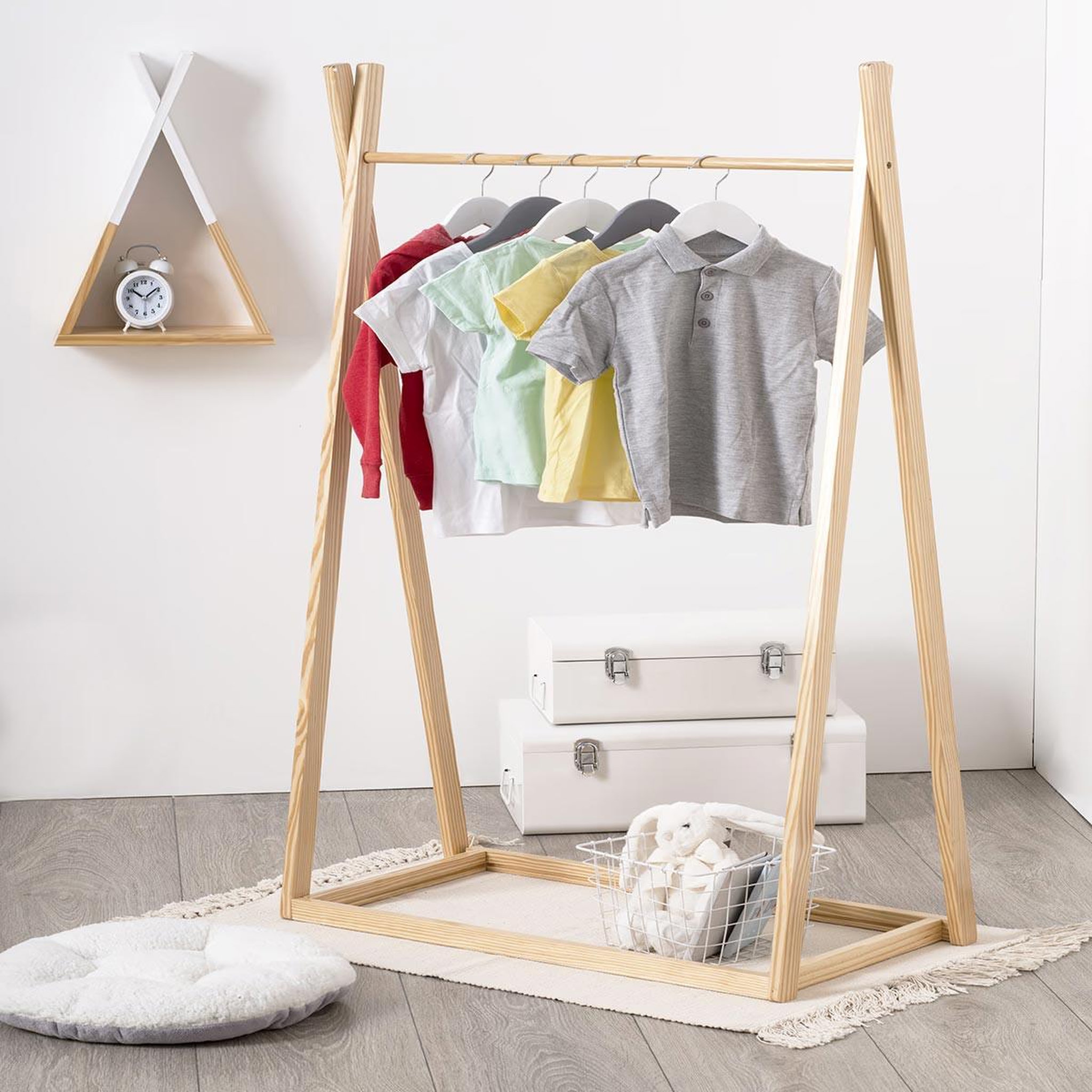 Voir la diapositive 3 : Atmosphera Kids Penderie pour Enfant en Pin  Rêve  126cm Naturel