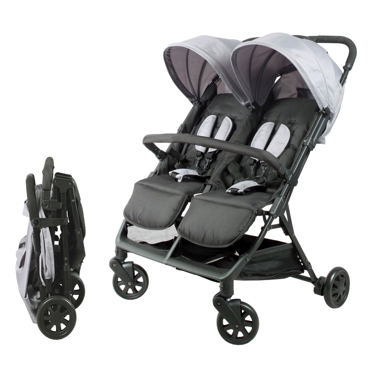 BAMBISOL Bambisol Poussette Double Côte à Côte Naissance, Pliage Compact