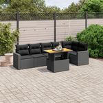 VIDAXL Salon de jardin 7 pcs avec coussins noir resine tressee