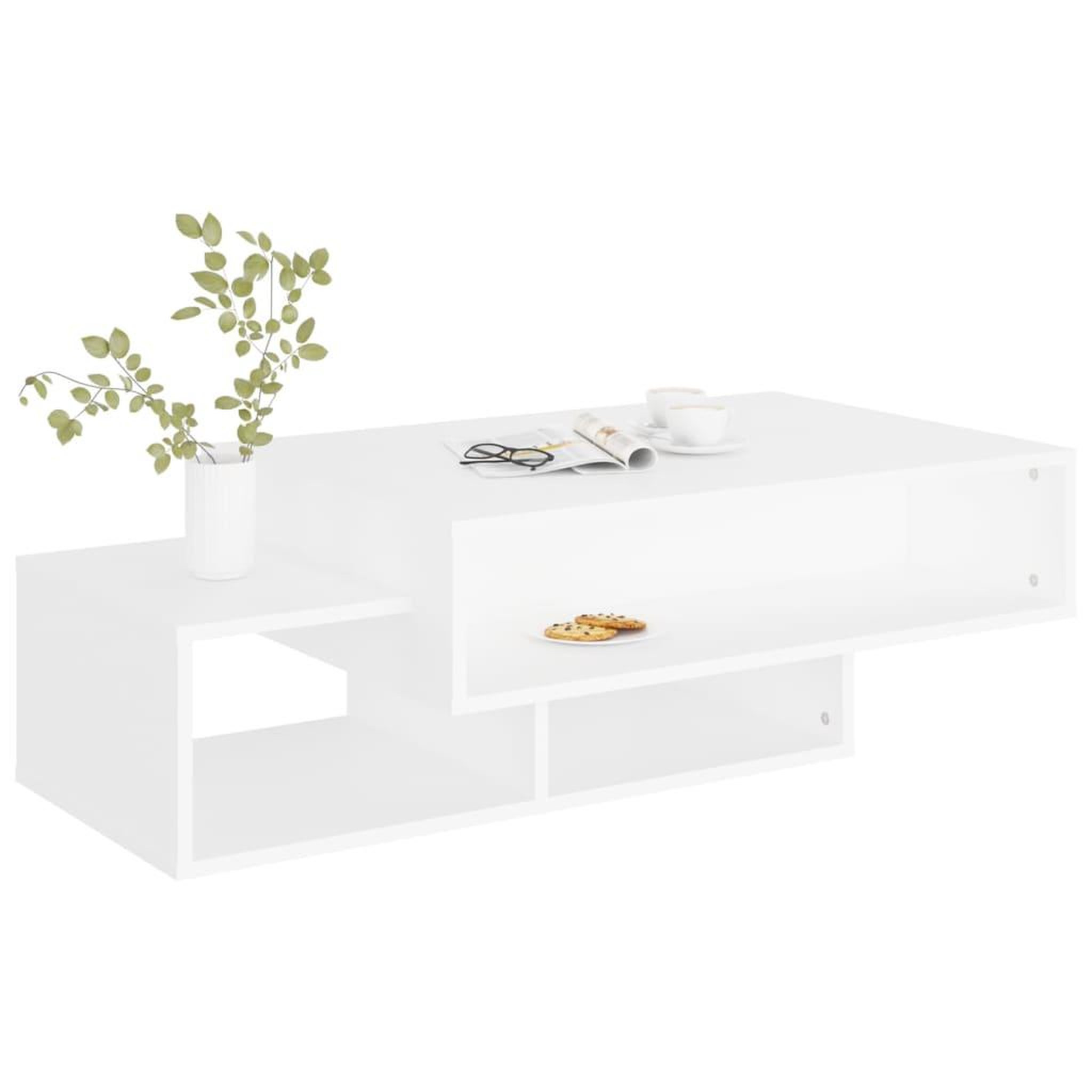 Voir la diapositive 4 : VIDAXL Table basse Blanc 105x55x32 cm Bois d'ingenierie