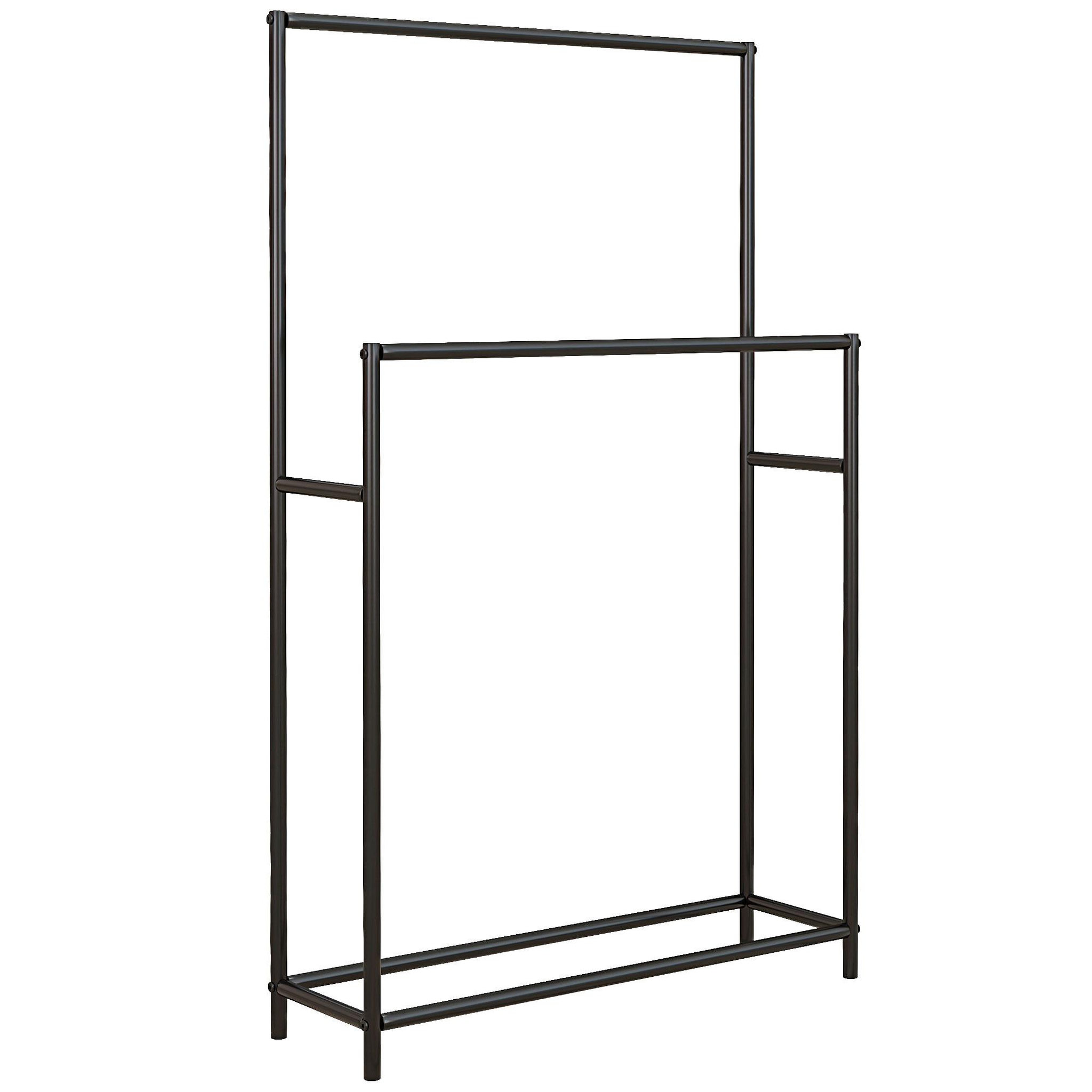 HOMCOM Porte-serviettes sur pied 2 niveaux dim. 66l x 20l x 110h cm métal noir