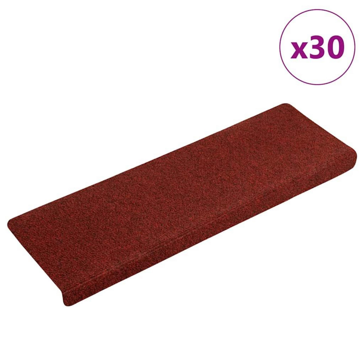 VIDAXL Tapis d'escalier autocollants 30 pcs rouge 65x21x4 cm