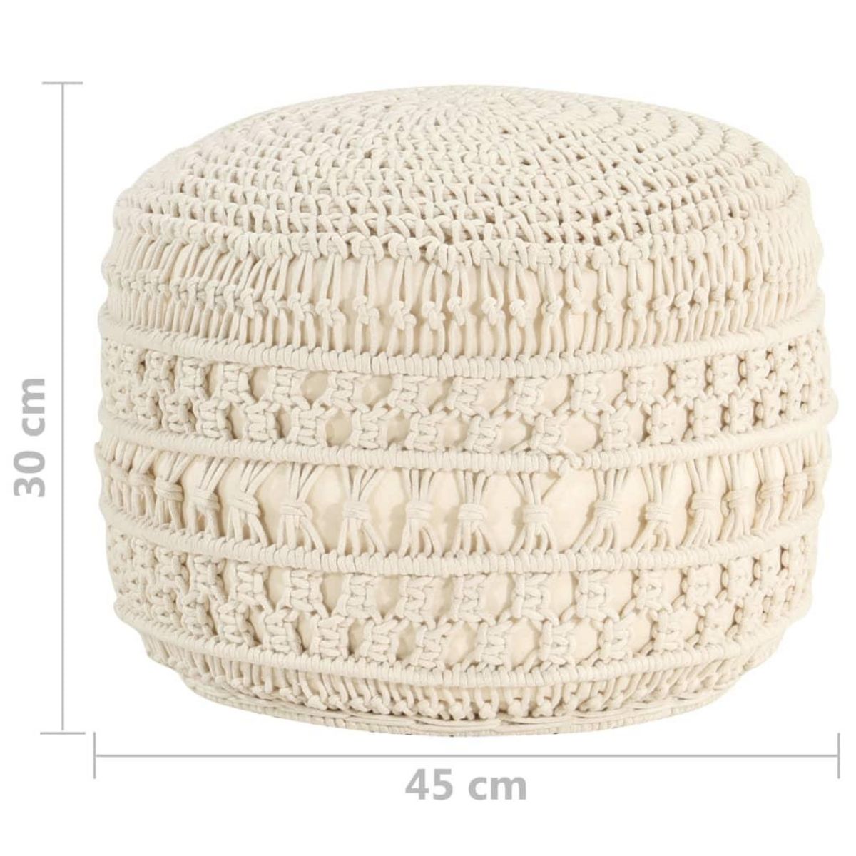 VIDAXL Pouf fait a la main en macrame 45x30 cm Coton