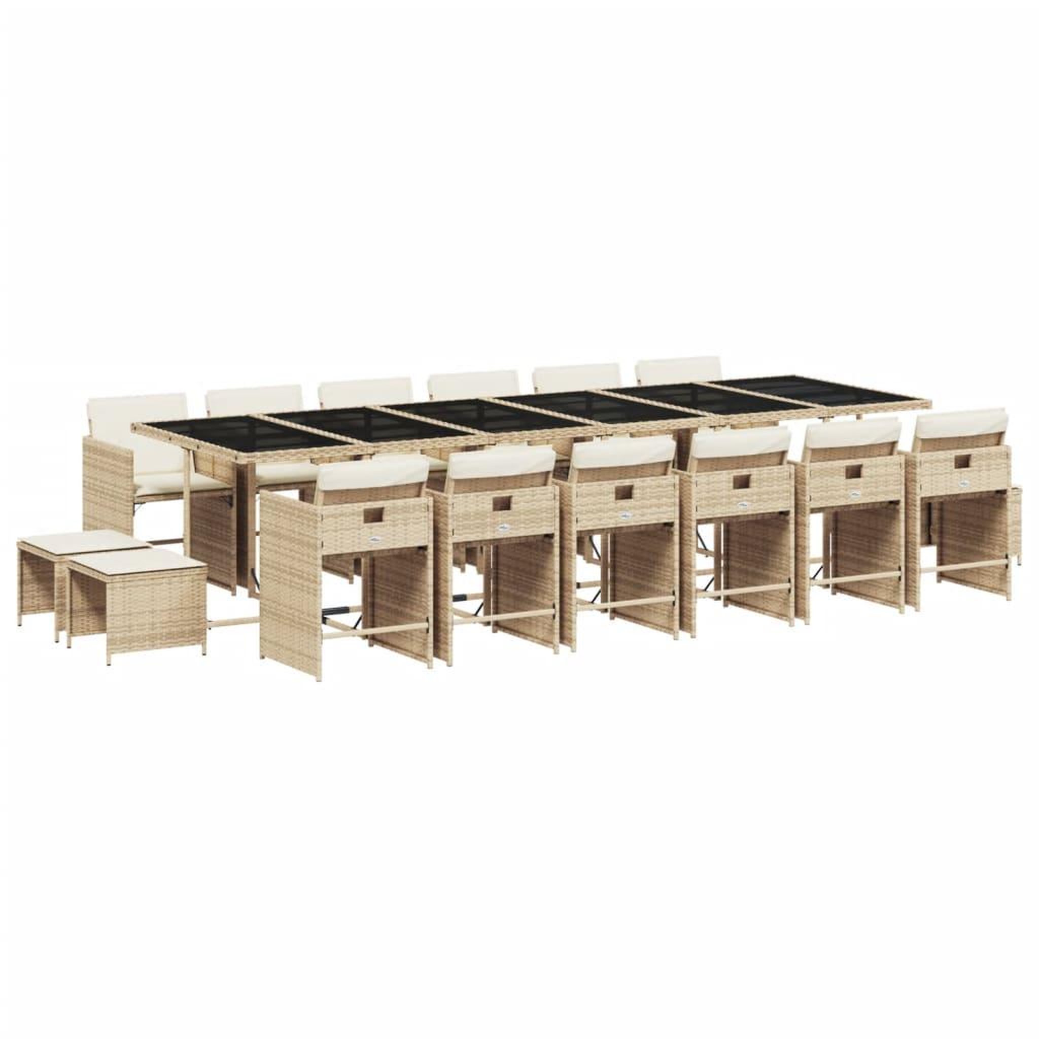 Voir la diapositive 2 : VIDAXL Ensemble a manger de jardin et coussins 17 pcs beige