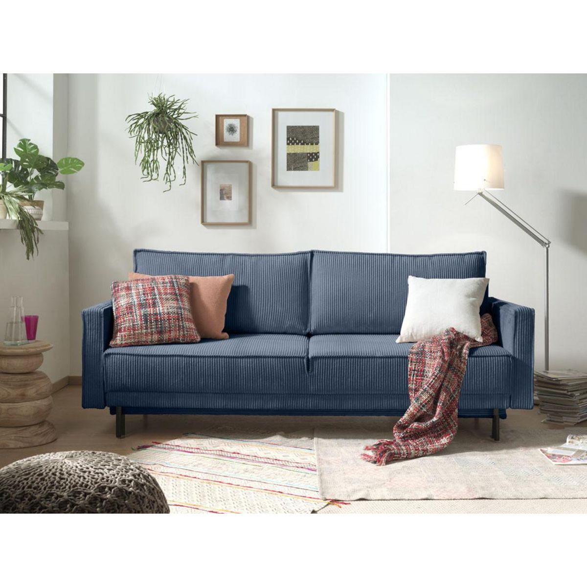 LISA DESIGN Charlie - canapé 3 places convertible avec coffre - en velours côtelé