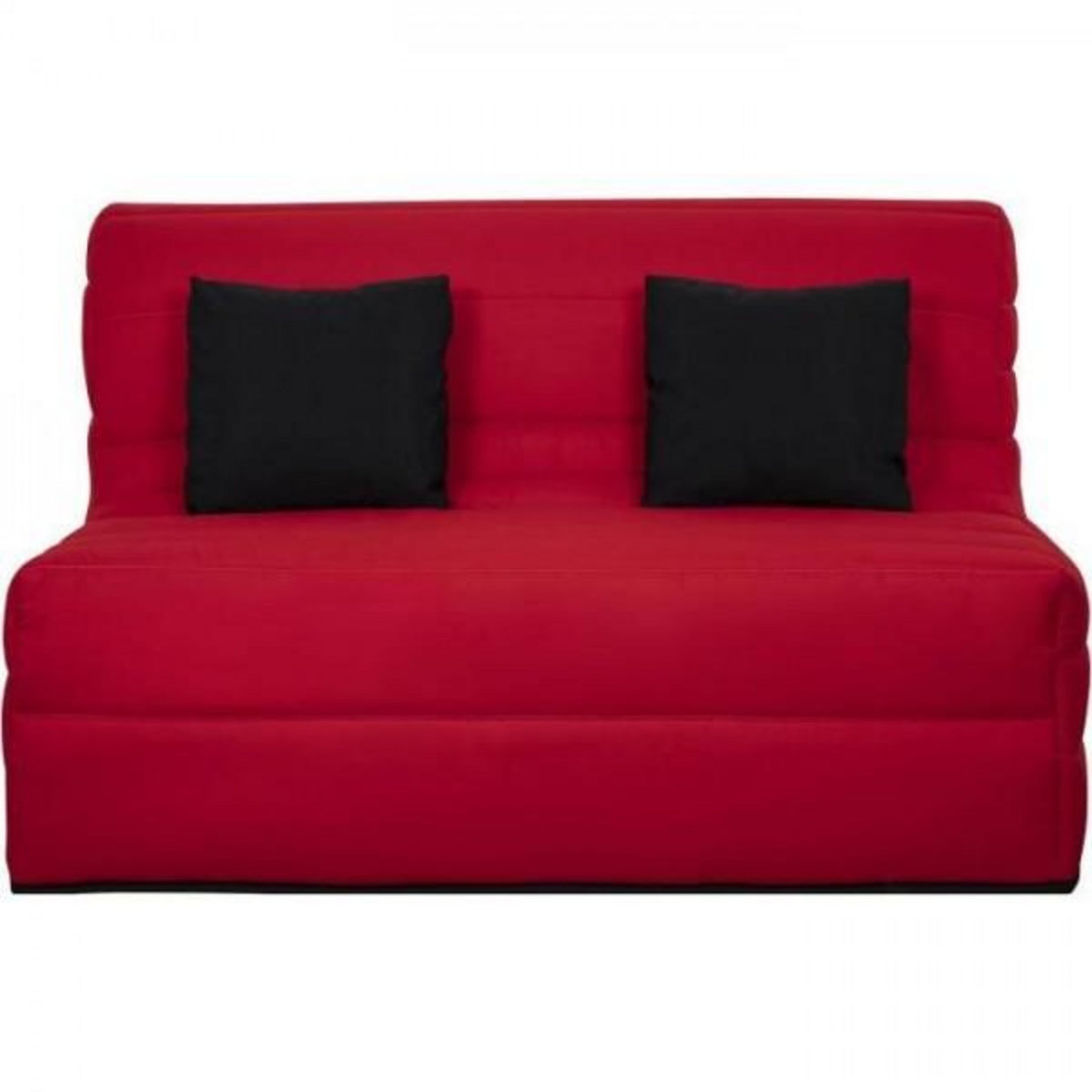 DUNLOPILLO Banquette BZ DUNLOPILLO - Tissu Rouge - 140x190cm - 2 coussins noir