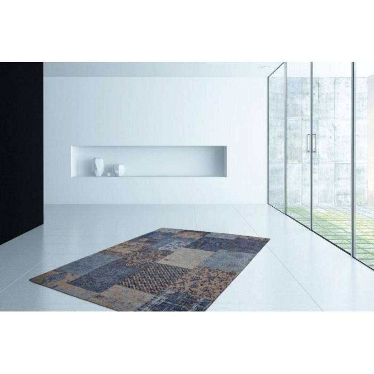 Paris Prix Tapis Tissé Vintage Patchwork  Symphony  Bleu